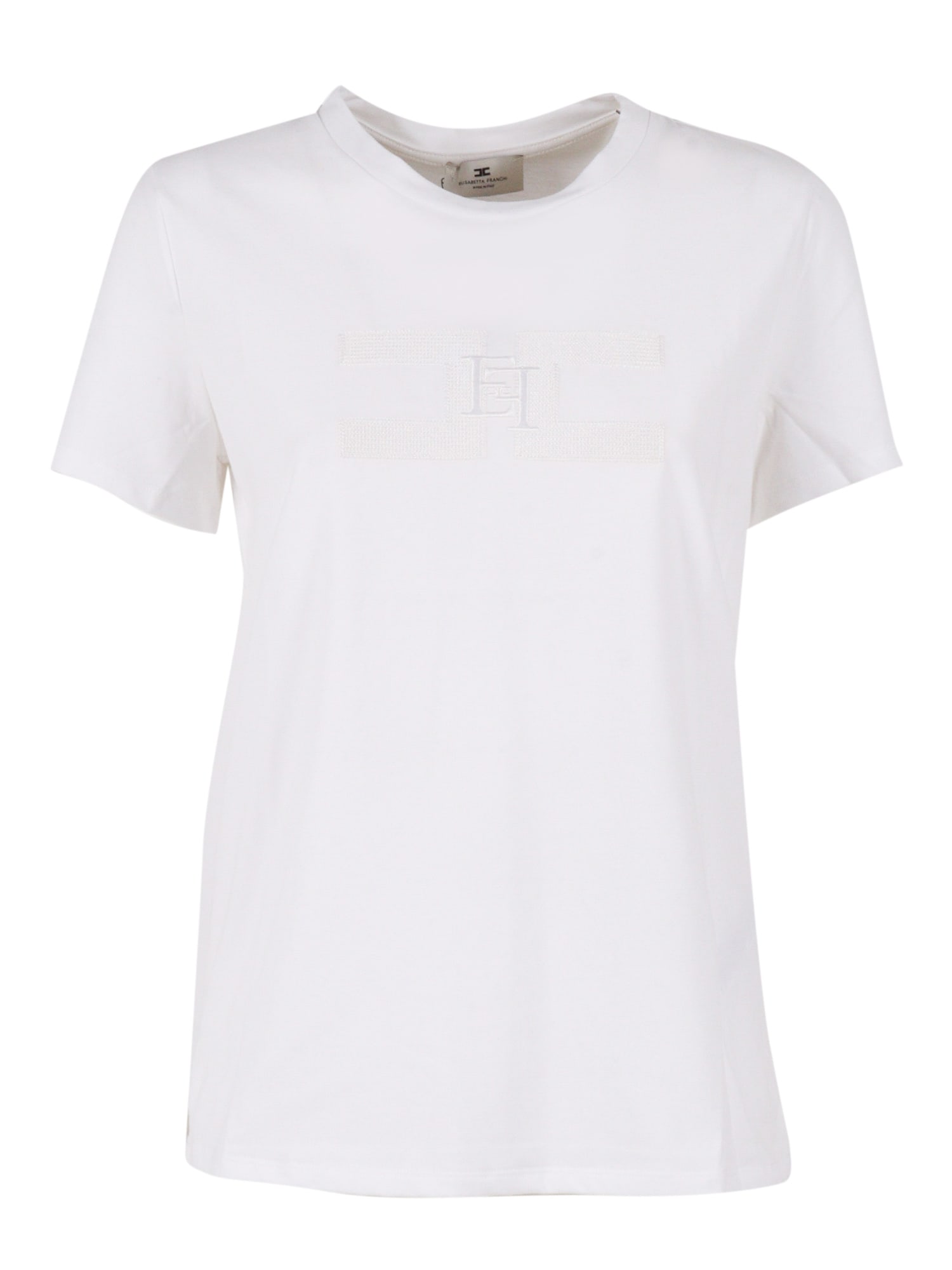 Elisabetta Franchi Cotton Crew-neck T-shirt In White