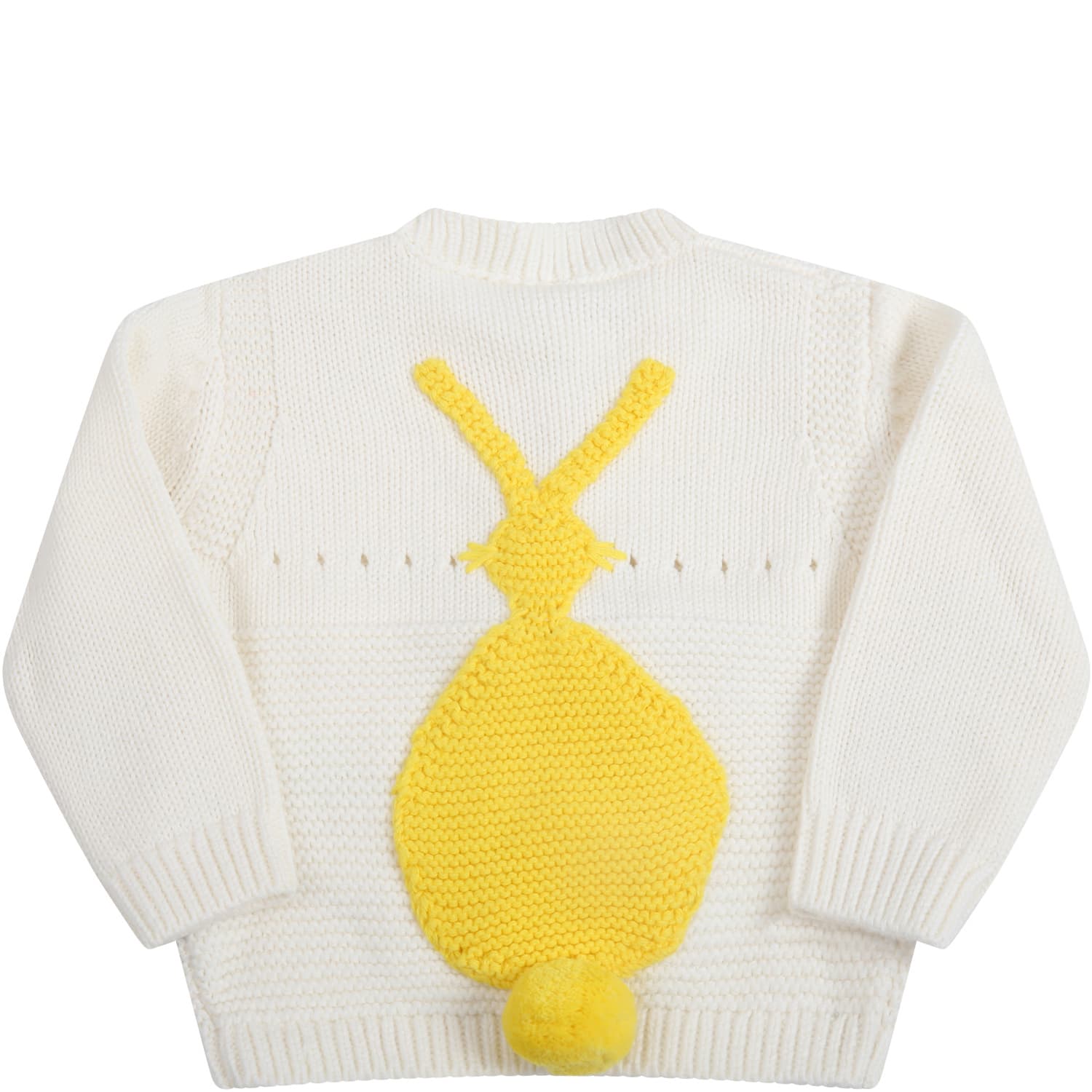 Stella McCartney Kids Ivory Sweater For Babykids With Bunny