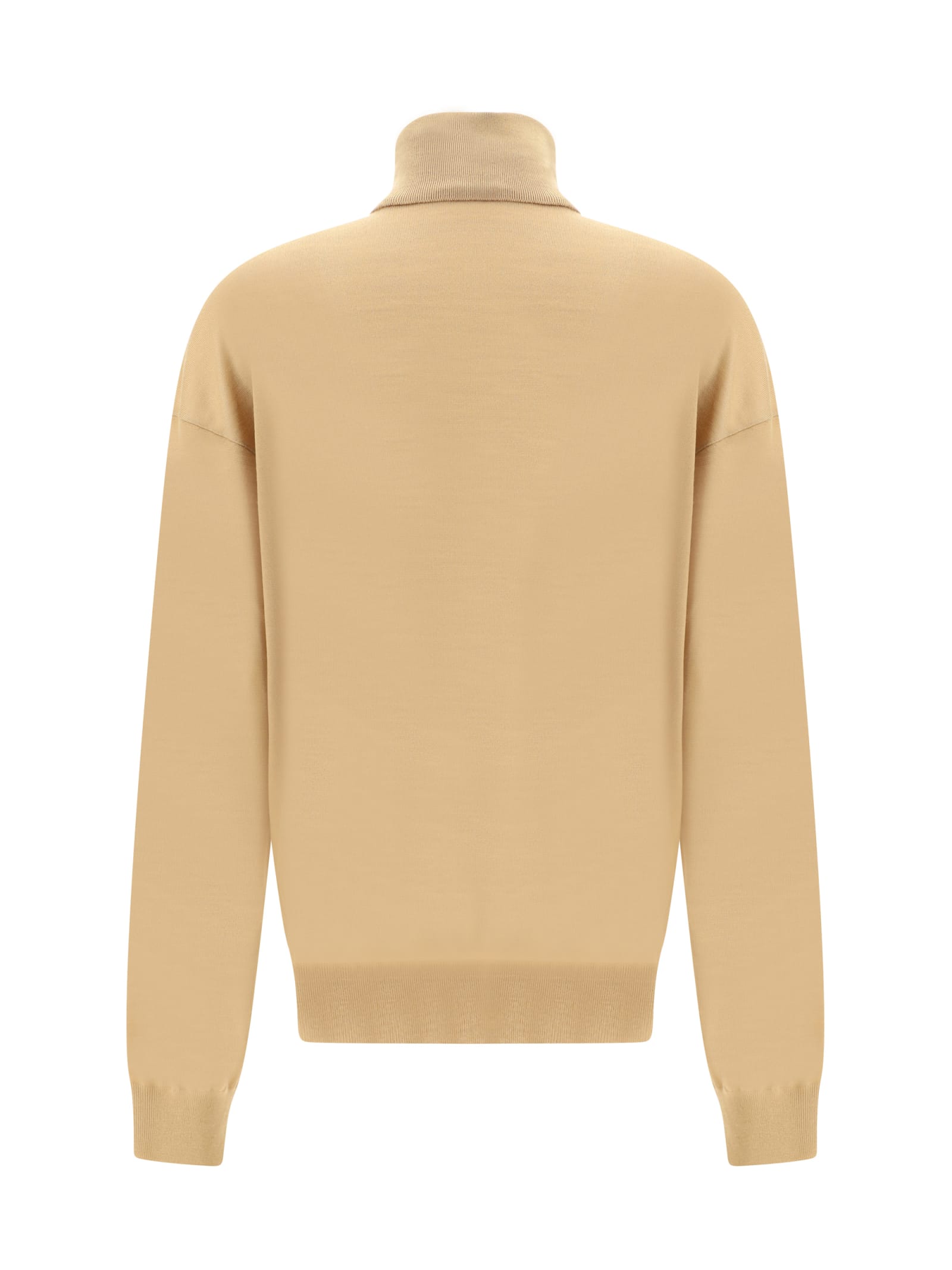 Saint Laurent Fine-knit Slouchy Rollneck Sweater In Camel