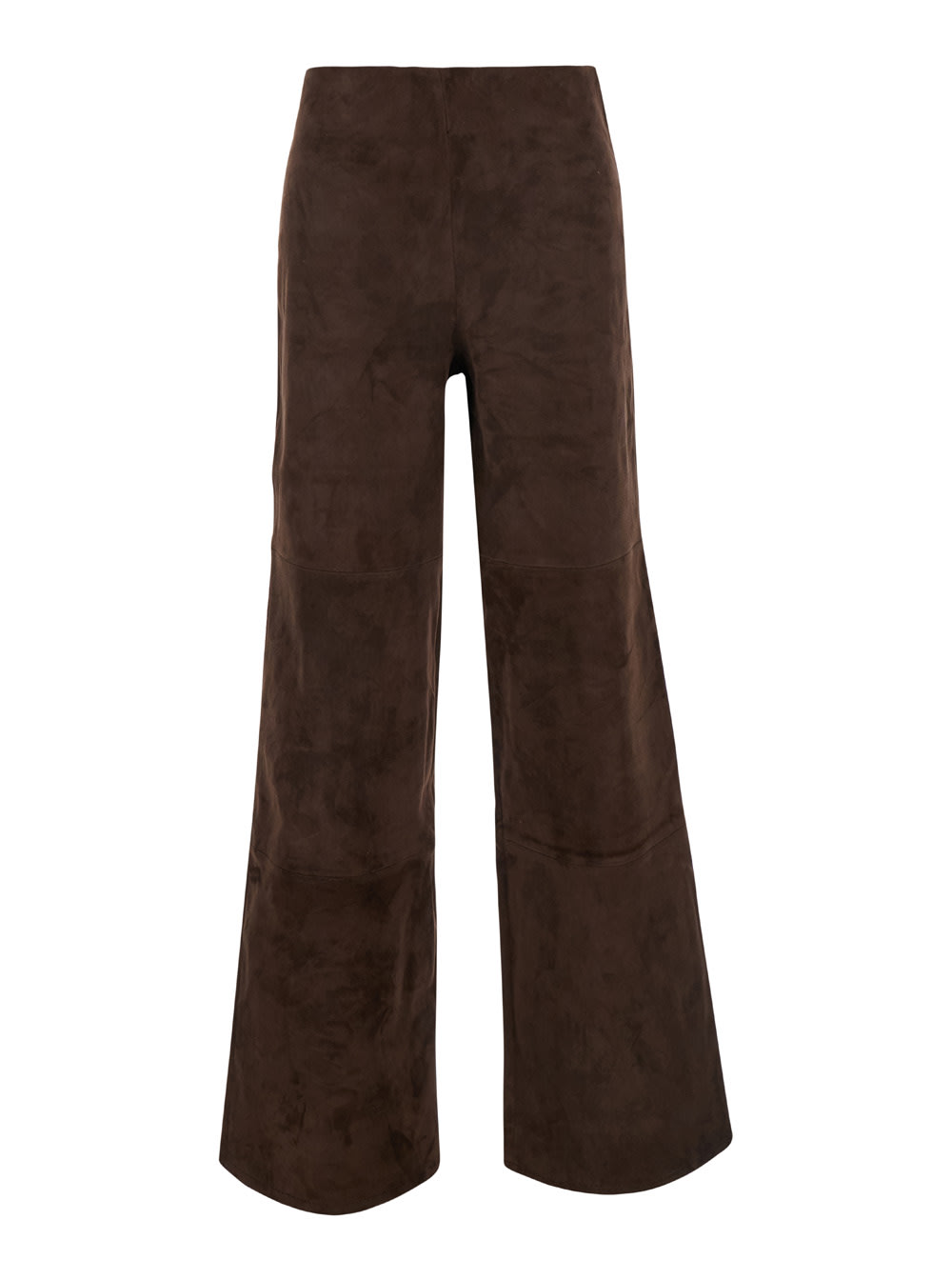 karina Brown Wide Pants In Leather Woman