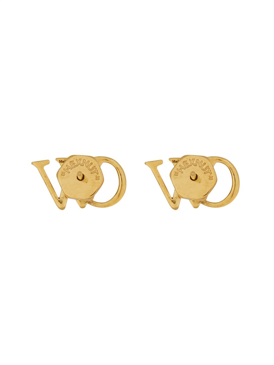 Shop Off-white Logo Earrings In Gold