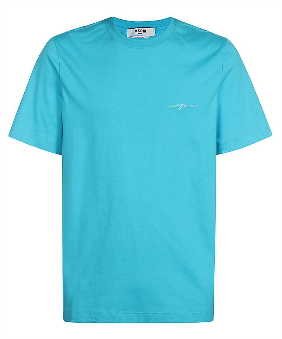 Msgm Embroidered-logo Cotton T-shirt In Blue