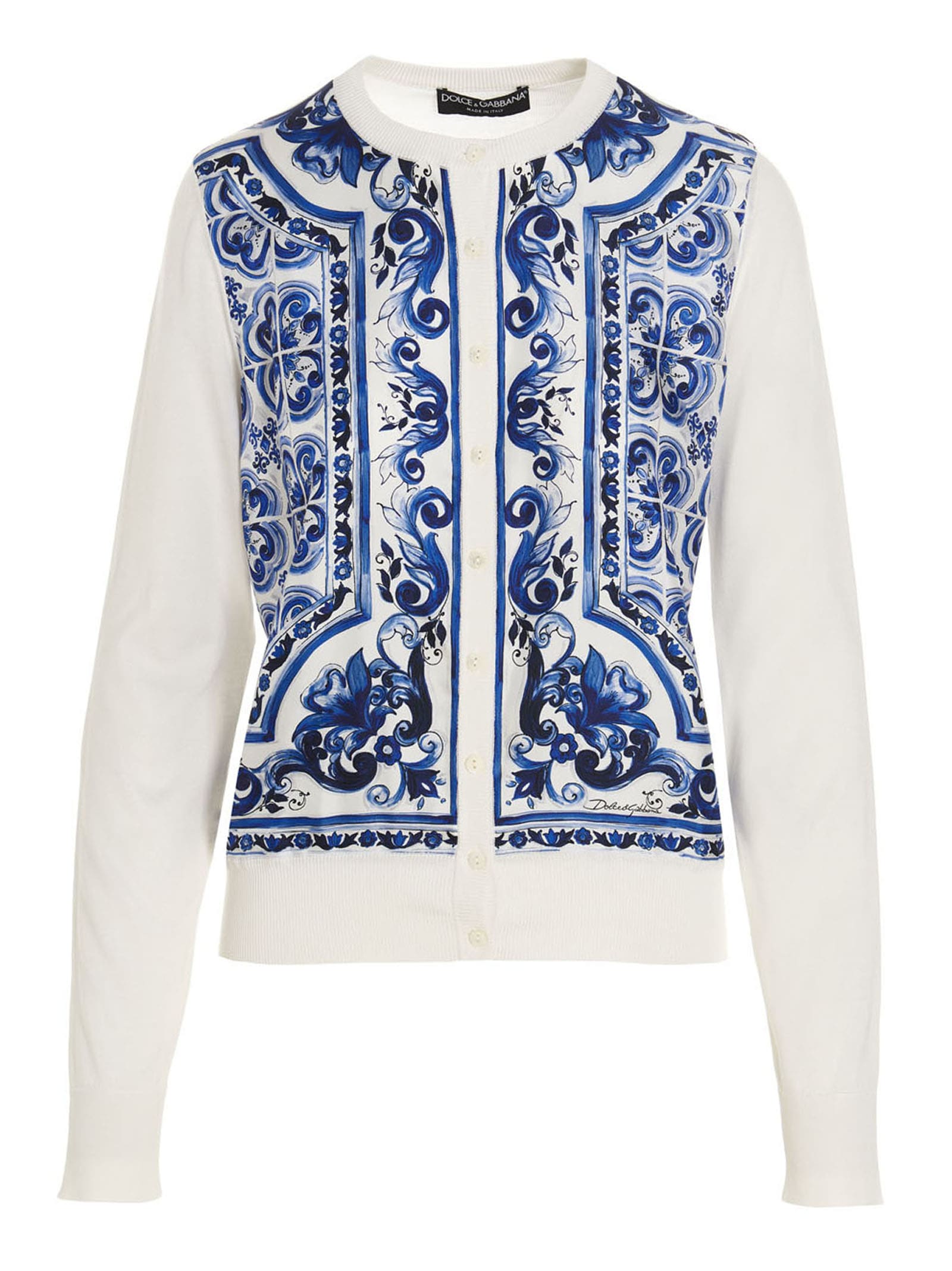 Dolce & Gabbana 18gg Printed Silk Cardigan In Multicolor