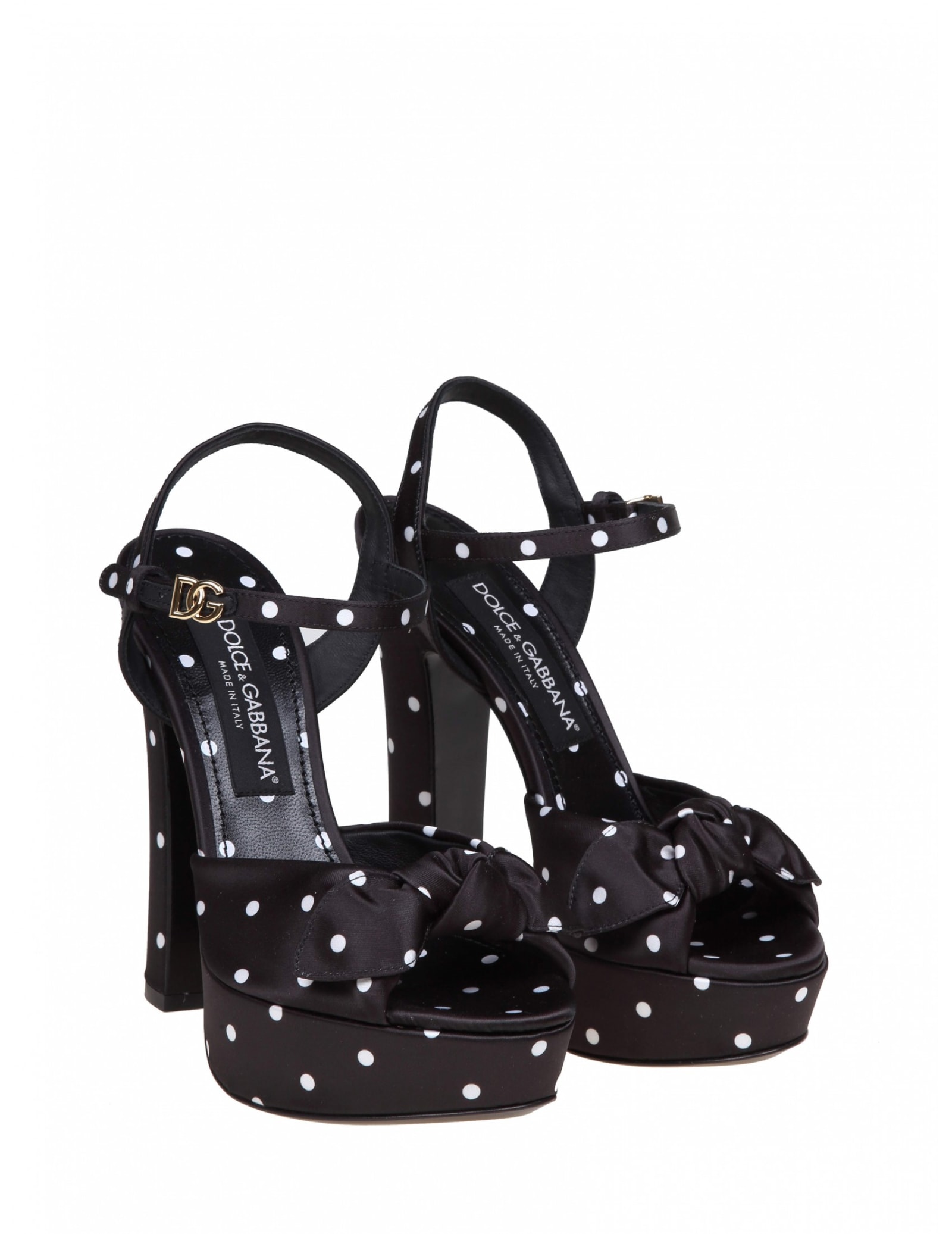 Shop Dolce & Gabbana Keira Sandals In Polka Polka Print Satin In Pois