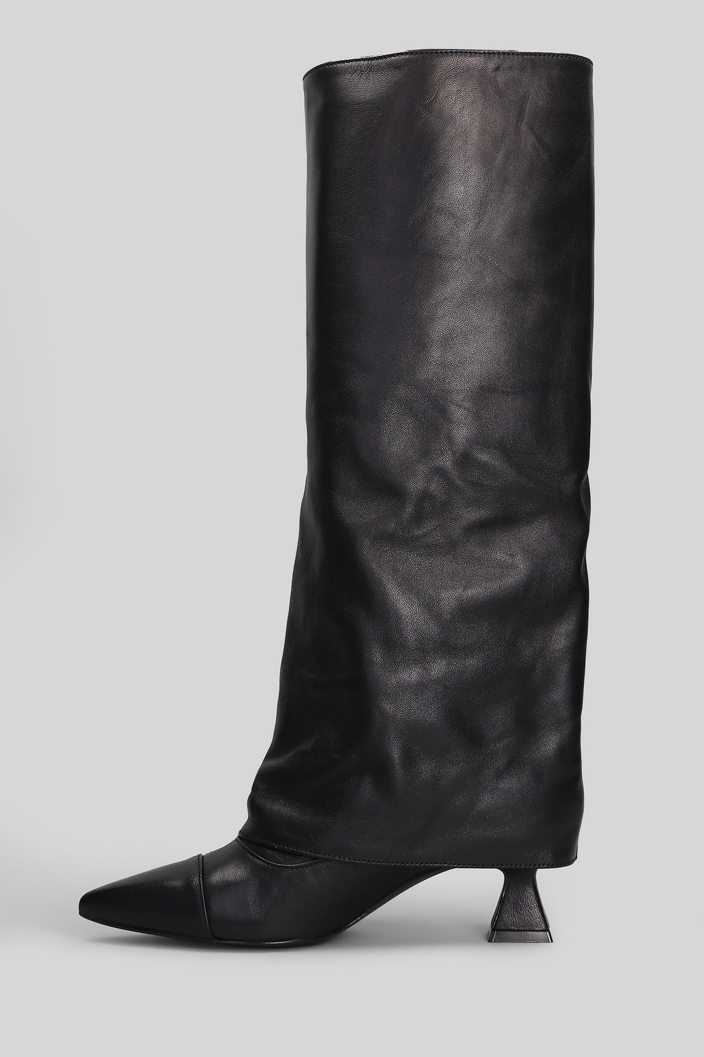 Alchimia High Heels Boots In Black Leather In Black