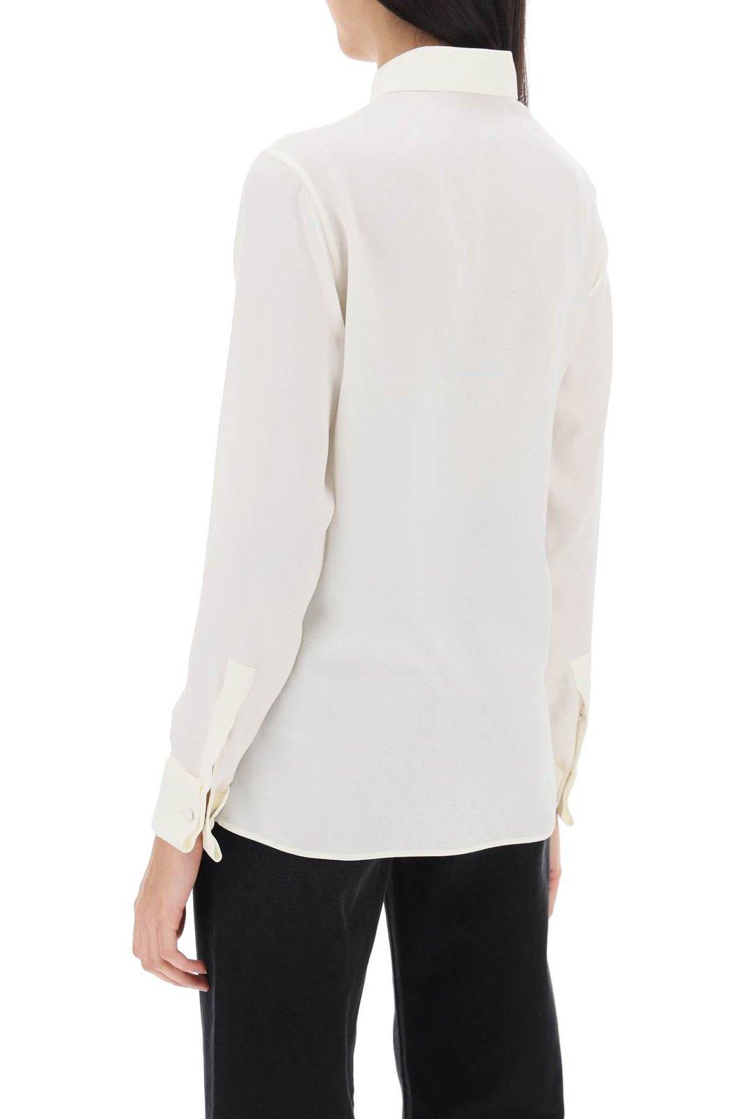 Shop Palm Angels Monogram-jacquard Buttoned Shirt In Off White