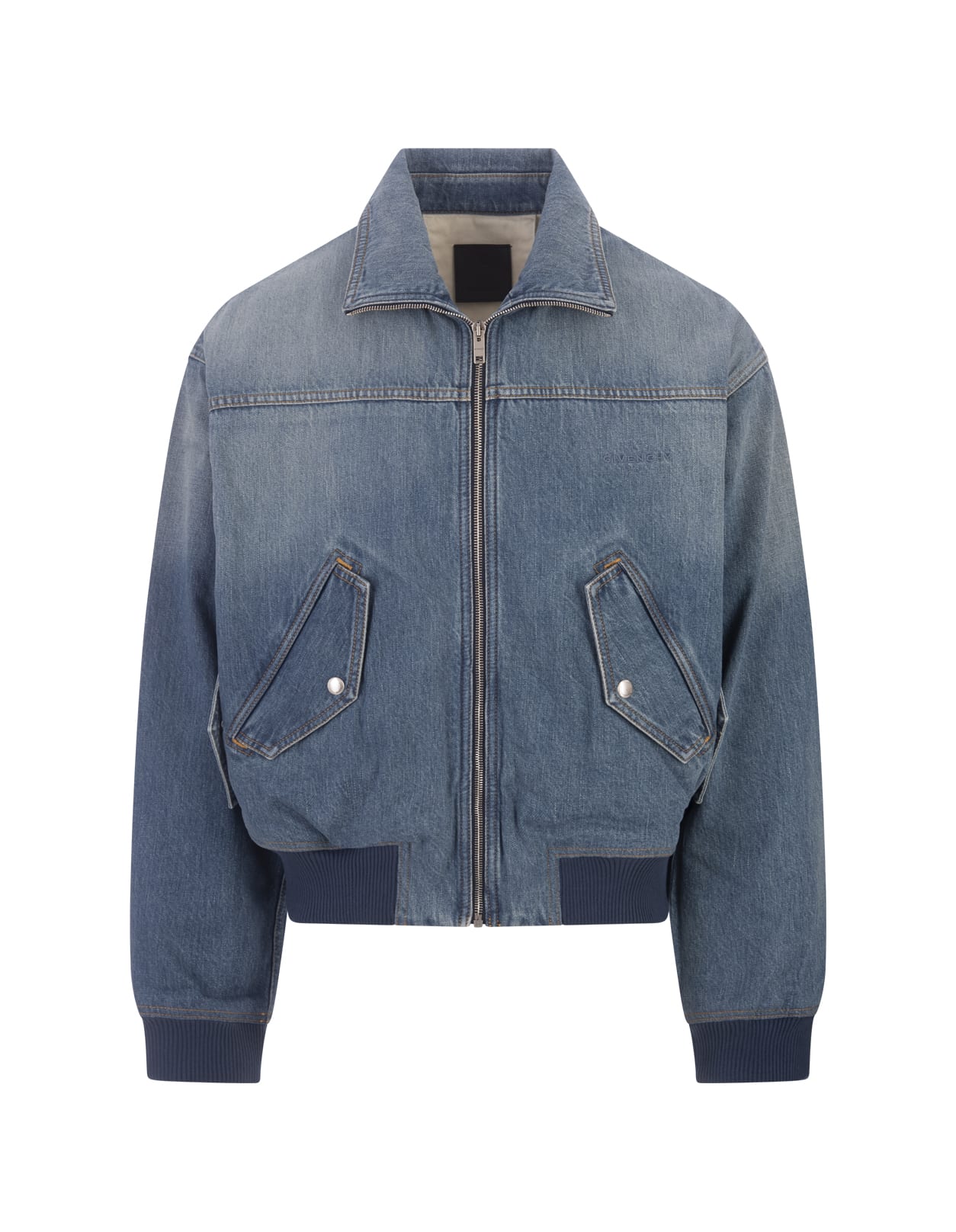Shop Givenchy Medium Blue Denim Bomber Jacket