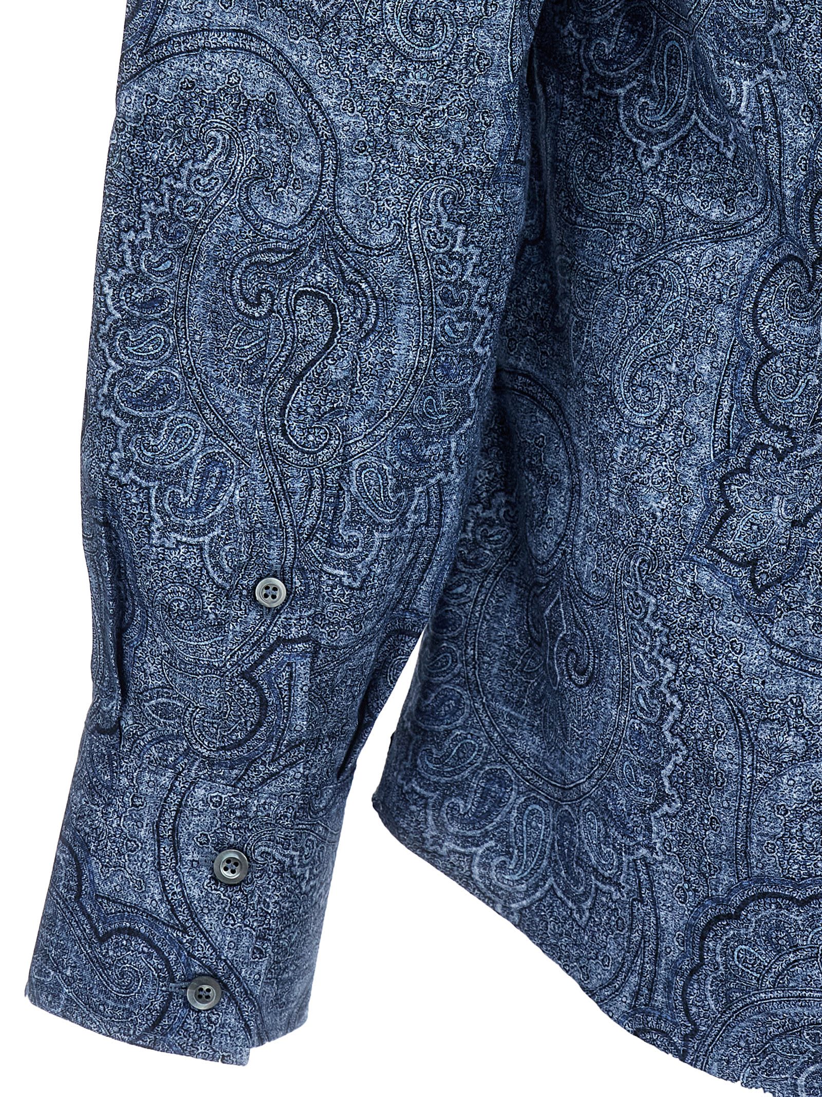 Shop Brunello Cucinelli Printed Shirt In Blue