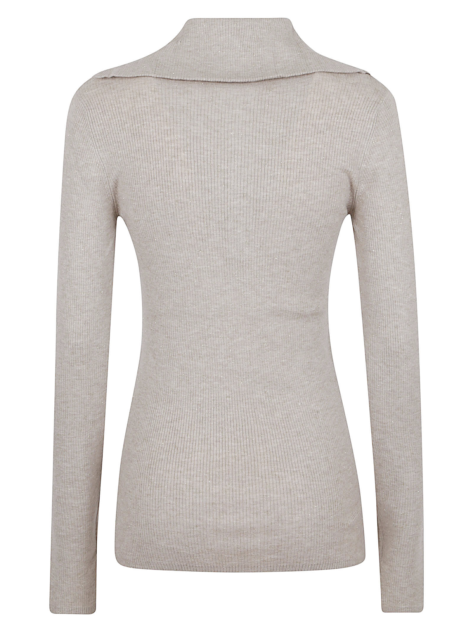 Brunello Cucinelli Lapel Long Sleeve Sweater In Neutral