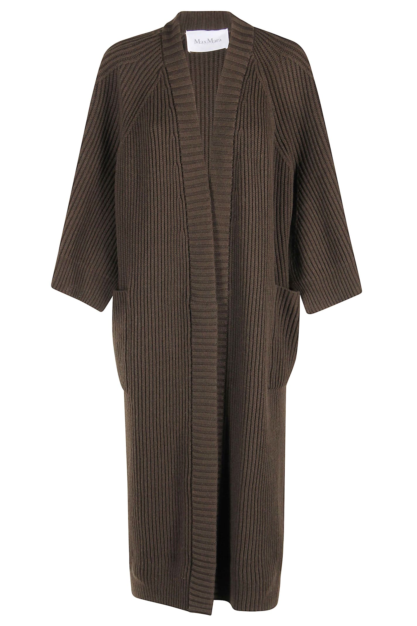 Max Mara Moss Green Cardigan In Wool And Cashmere In Green