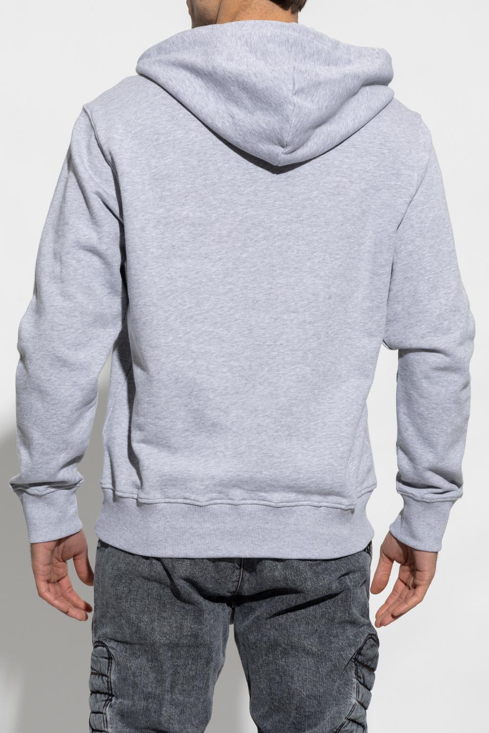 Shop Versace Jeans Couture Hoodie With Logo In Grigio Perla