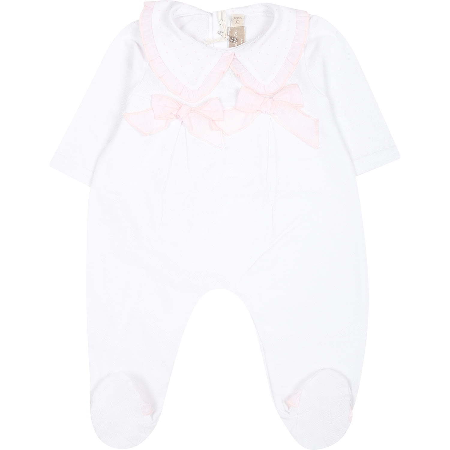 Shop La Stupenderia White Babygrow For Baby Girl With Bows
