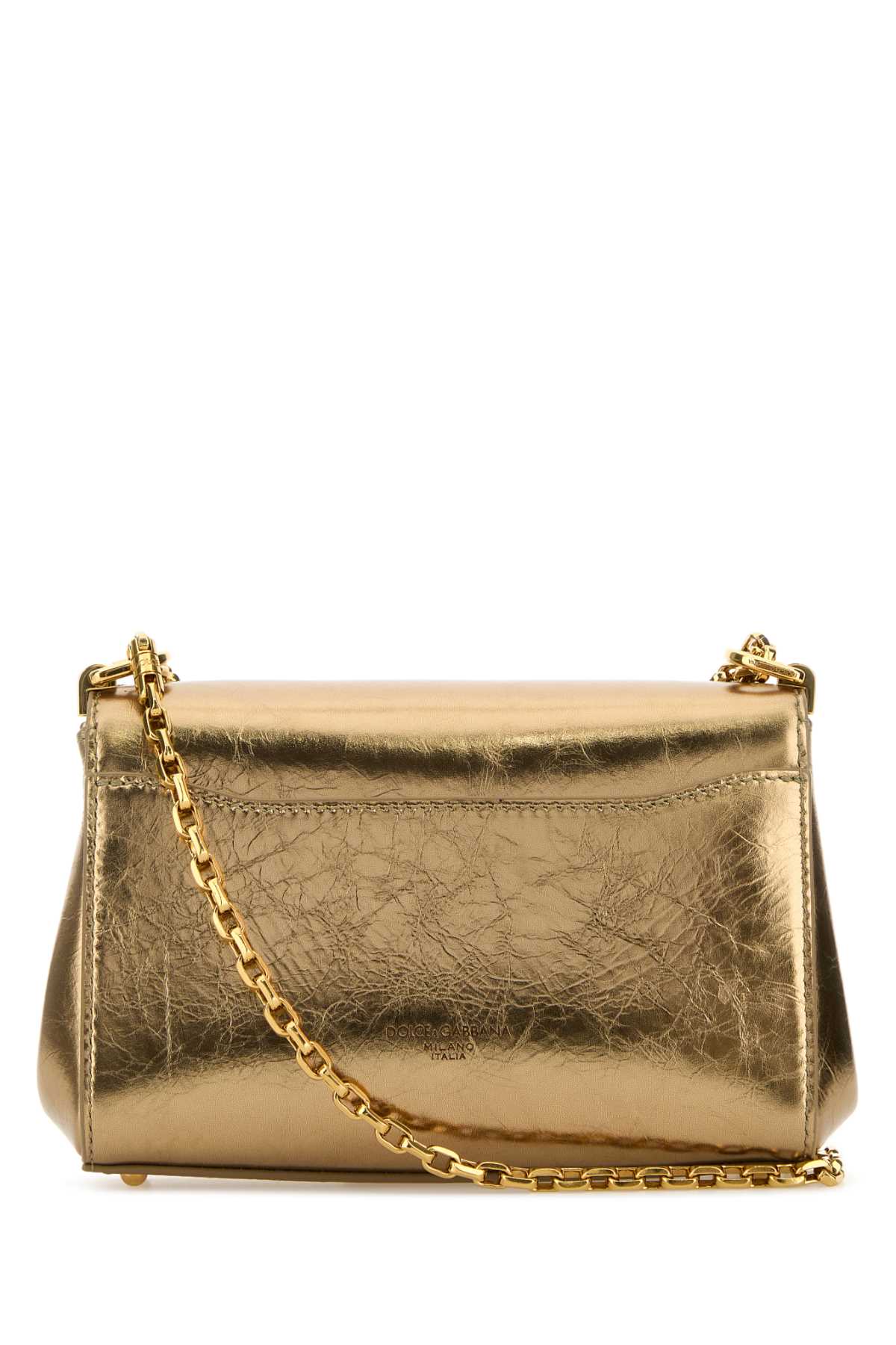 Dolce & Gabbana Rectangular Leather Mini Marlene Shoulder Bag In Oro
