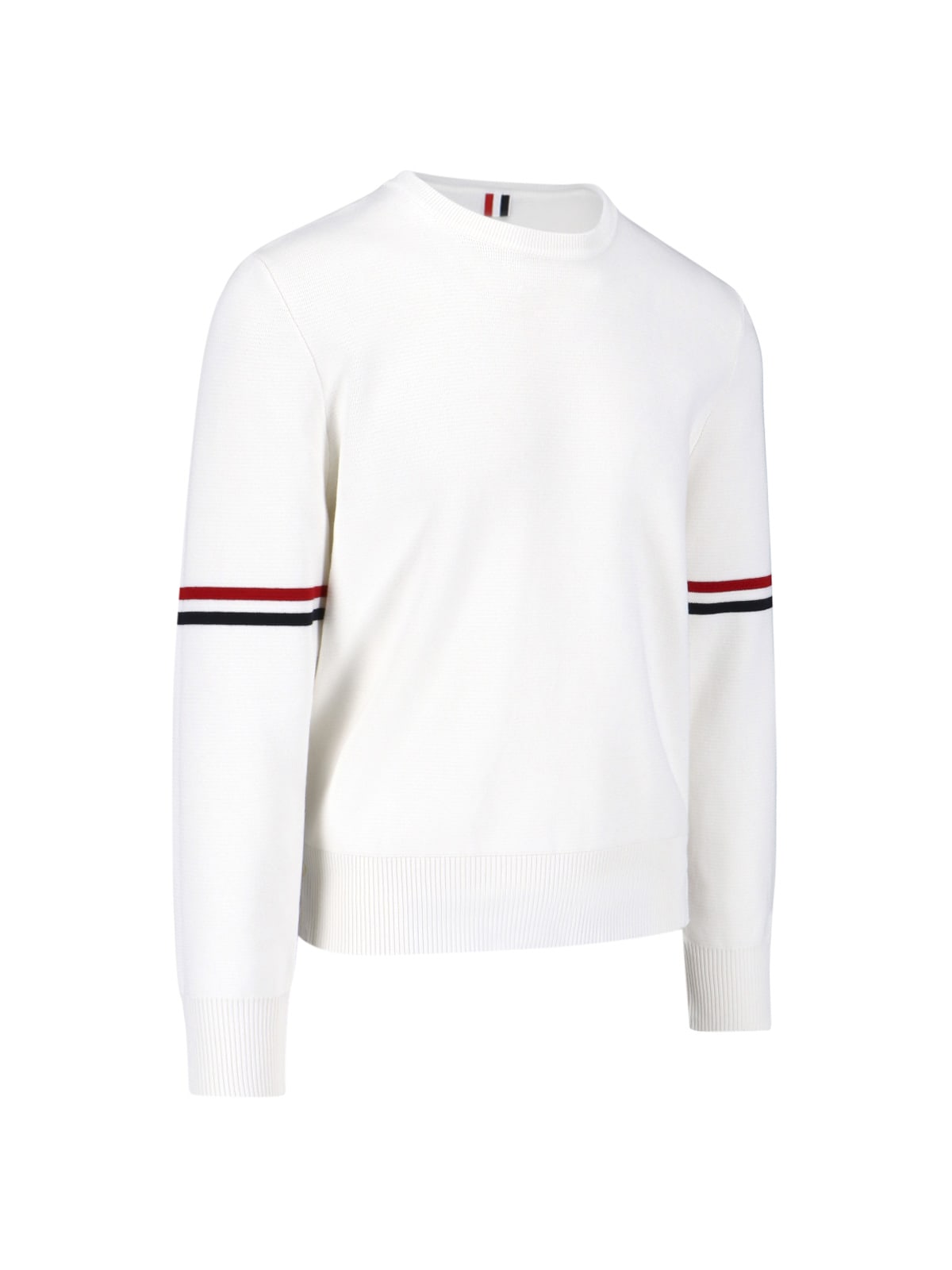 Shop Thom Browne Tricolor Detail Sweater In White