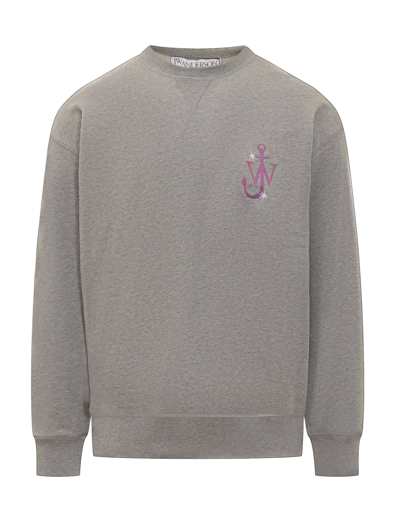 Shop Jw Anderson Sweet Anchor Sweatshirt In Light Grey Melange