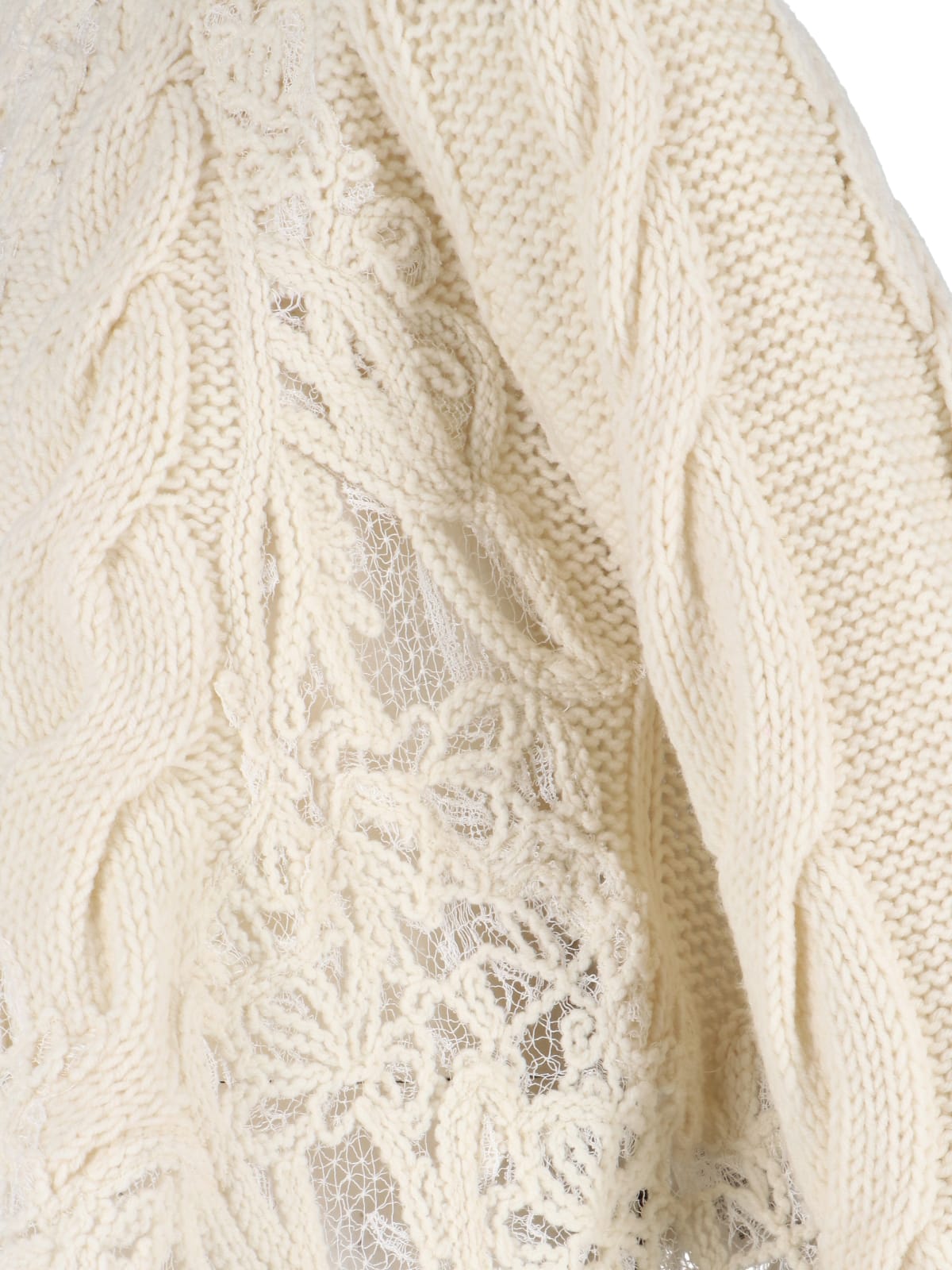 Ermanno Scervino Knitwear With Crewneck And Asymmetric Hem In Neutral