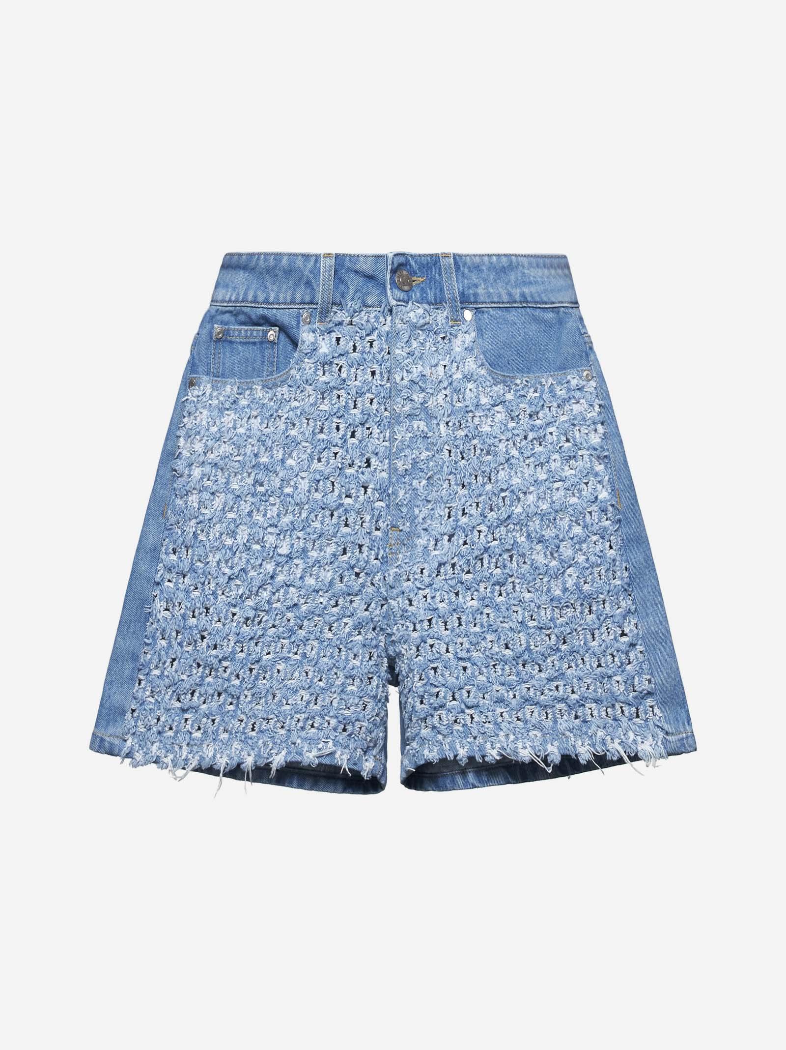 Light Blue Bouclé Denim Shorts