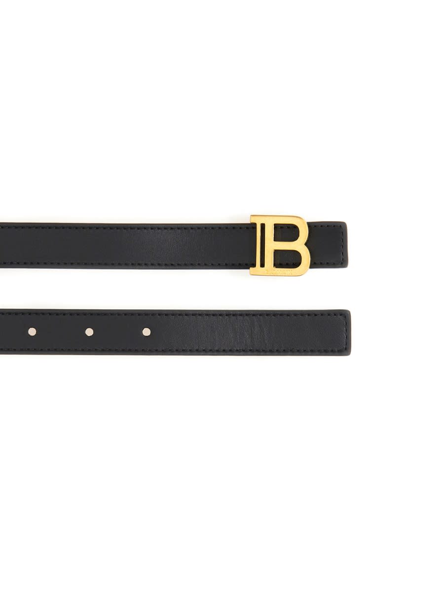 Shop Balmain Belt With Logo In Black