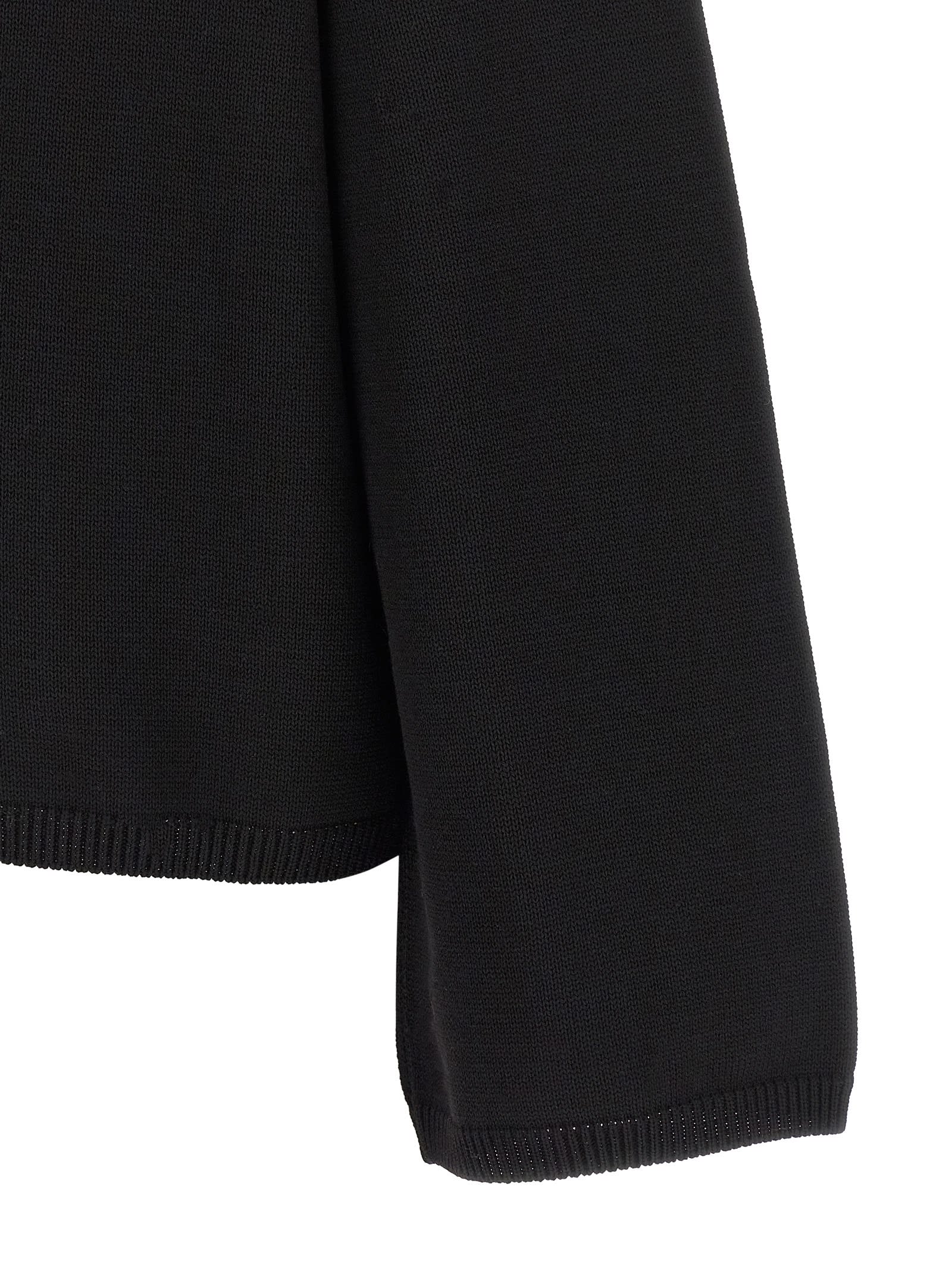 Rick Owens High Neck Long Sleeve Knit Sweater In Black