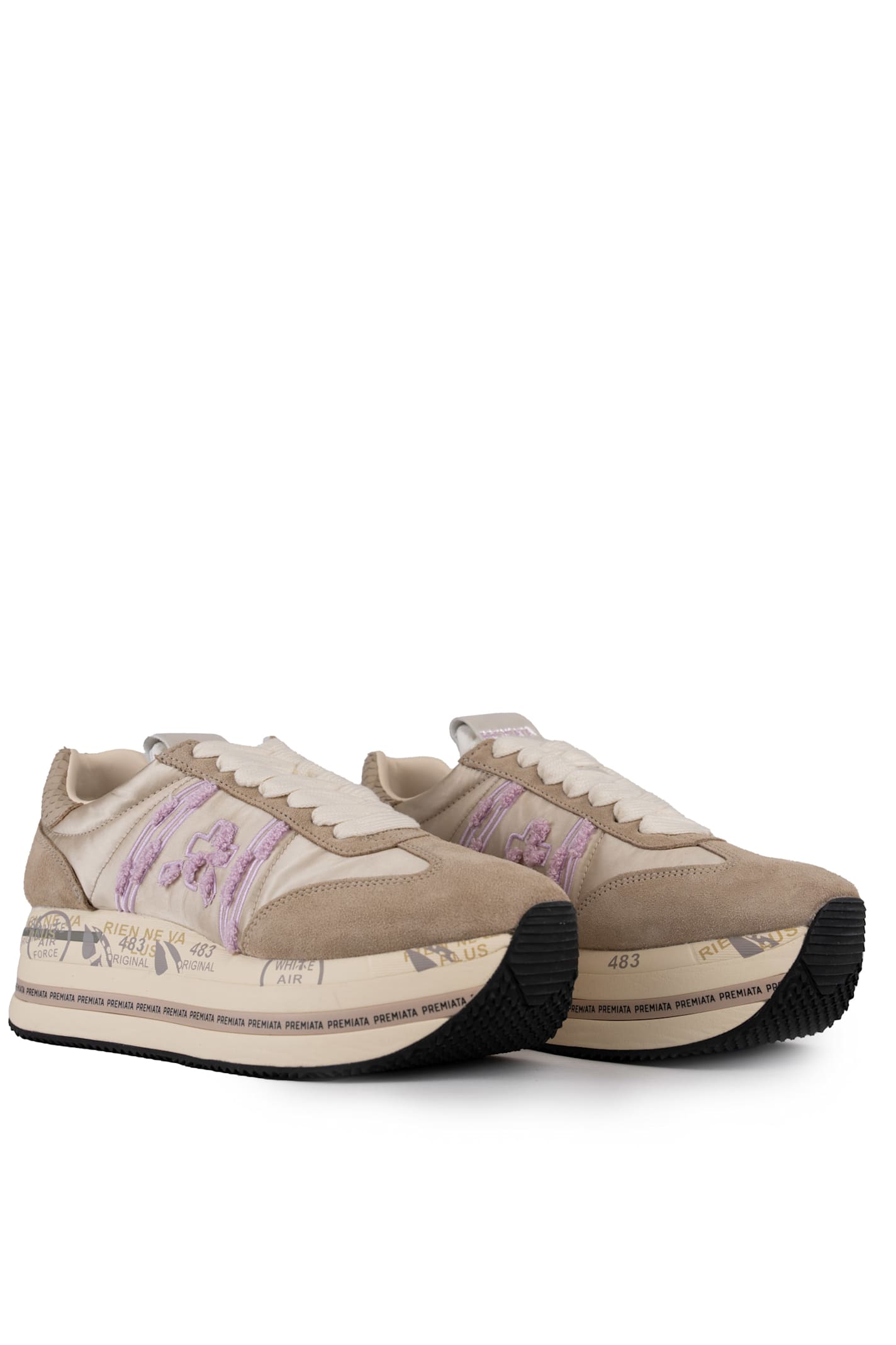 Shop Premiata Beth 6954 Sneakers In Leather And Nylon In Beige