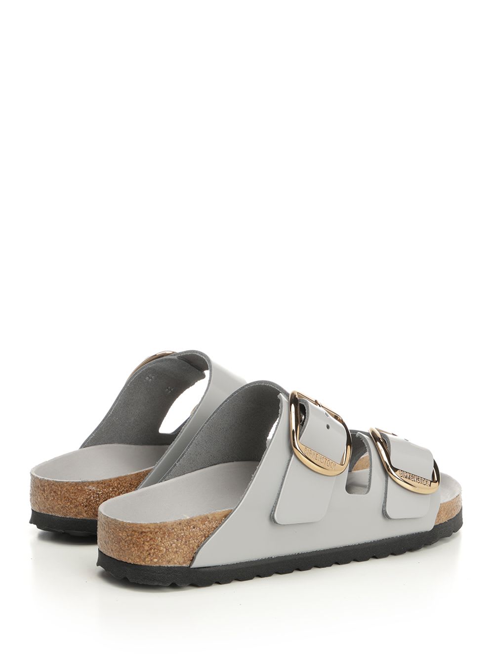 Birkenstock Arizona Big Buckle High Shine Sandals Stone Coin In Grey