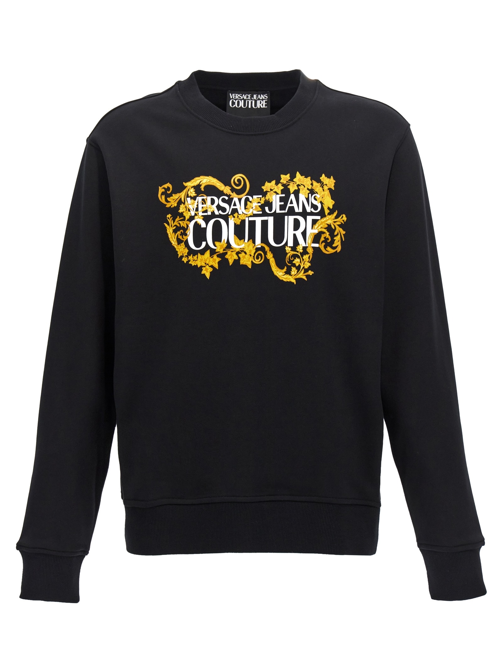 Shop Versace Jeans Couture Logo Print Sweatshirt In Black