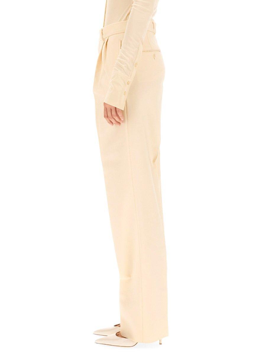 Shop Sportmax Button Detailed Straight Leg Pants In White