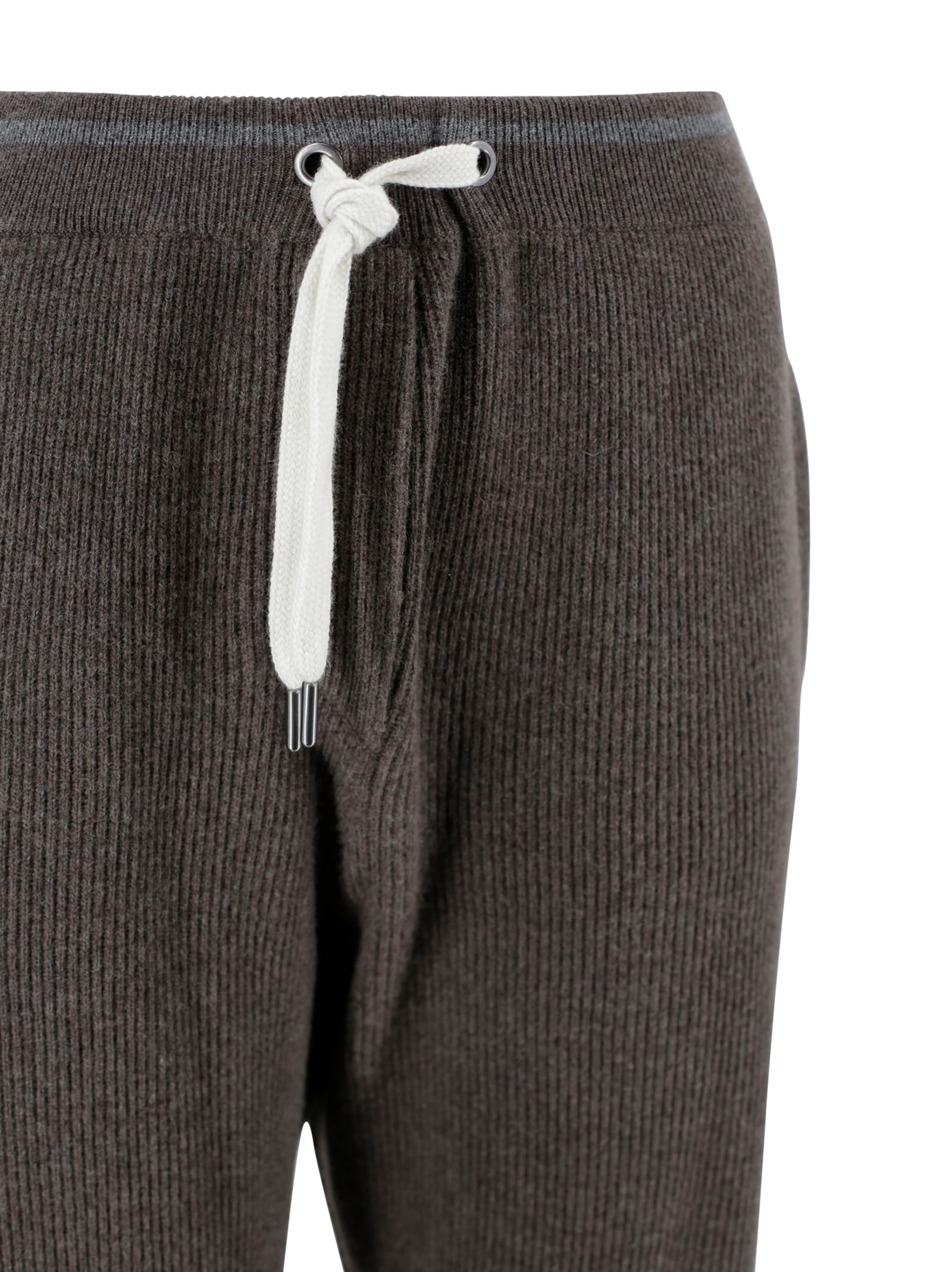 Brunello Cucinelli Wool And Cashmere Straight Trousers In Brown
