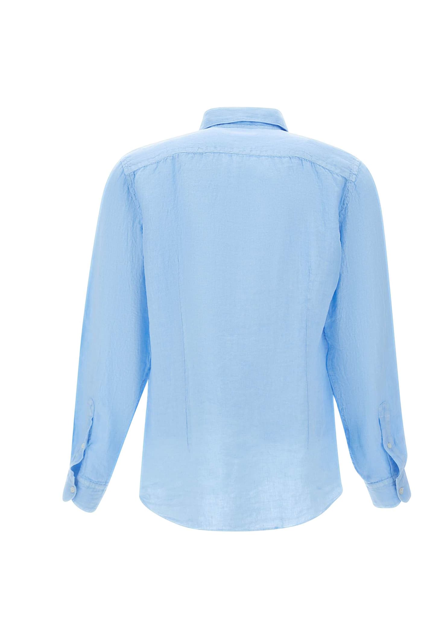 Shop Fay Linen Shirt In Clear Blue