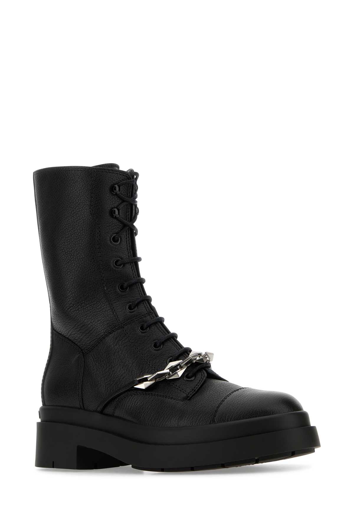 Shop Jimmy Choo Black Leather Nari Ankle Boots In Blackanthracite