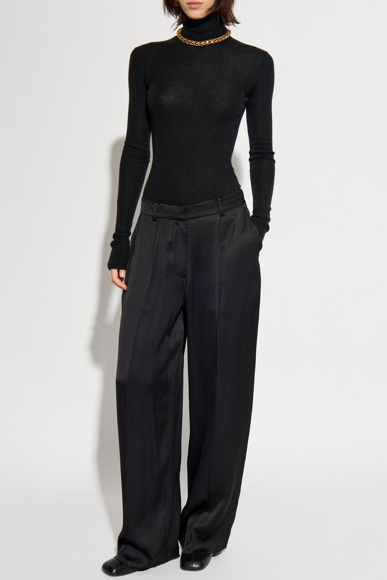 Lanvin Merino Wool And Silk Turtleneck Sweater In Black