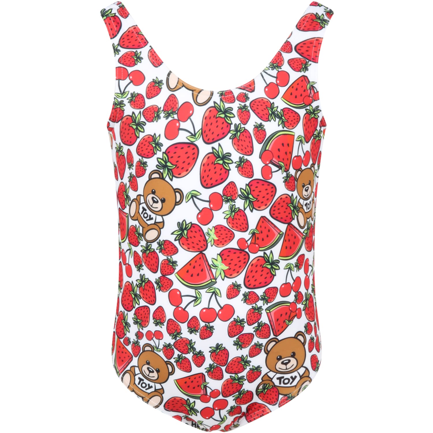 Moschino White Swimsuit For Girl With Teddy Bears