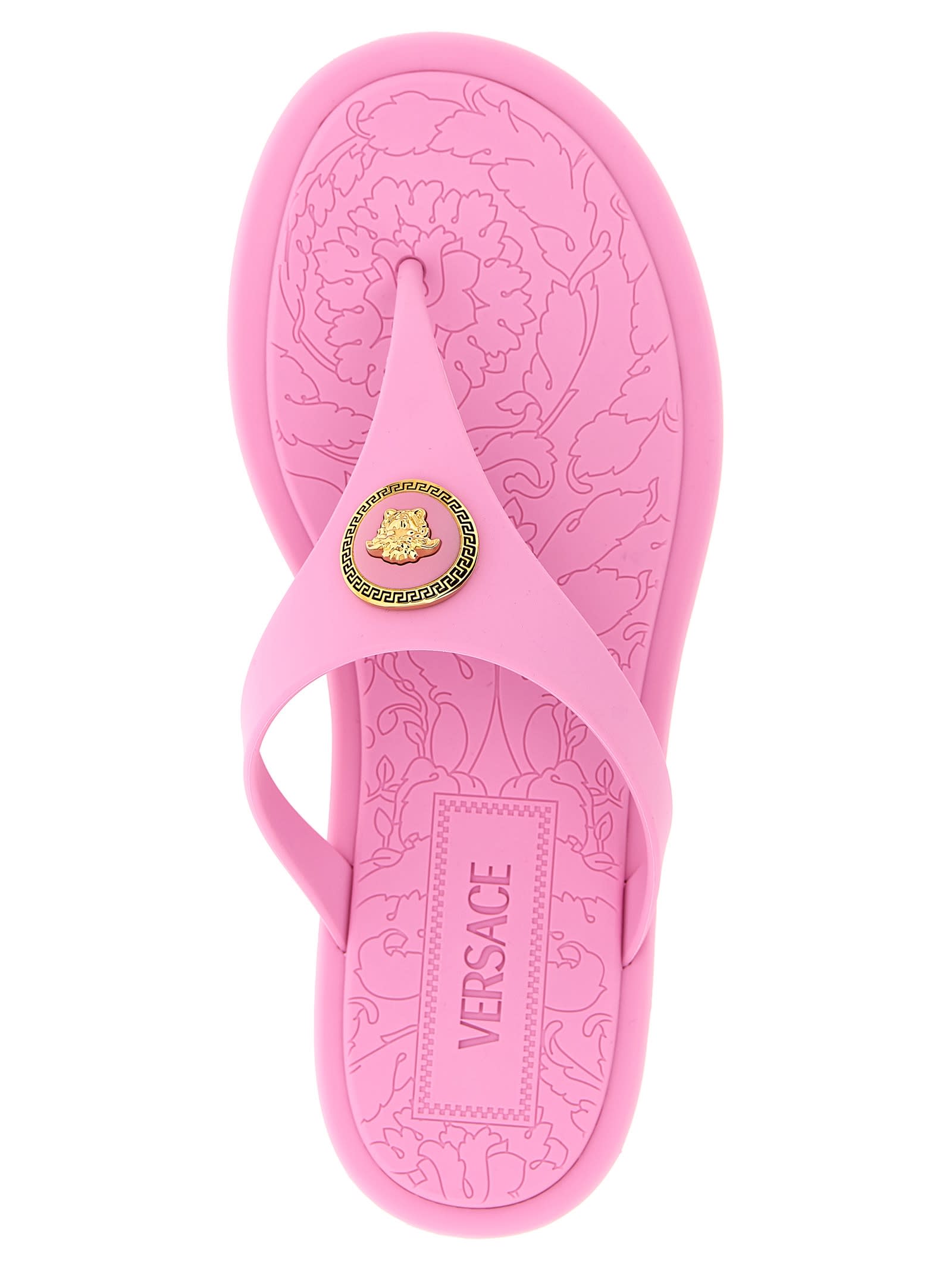 Versace Alia Sandales Plates En Caoutchouc In Pink