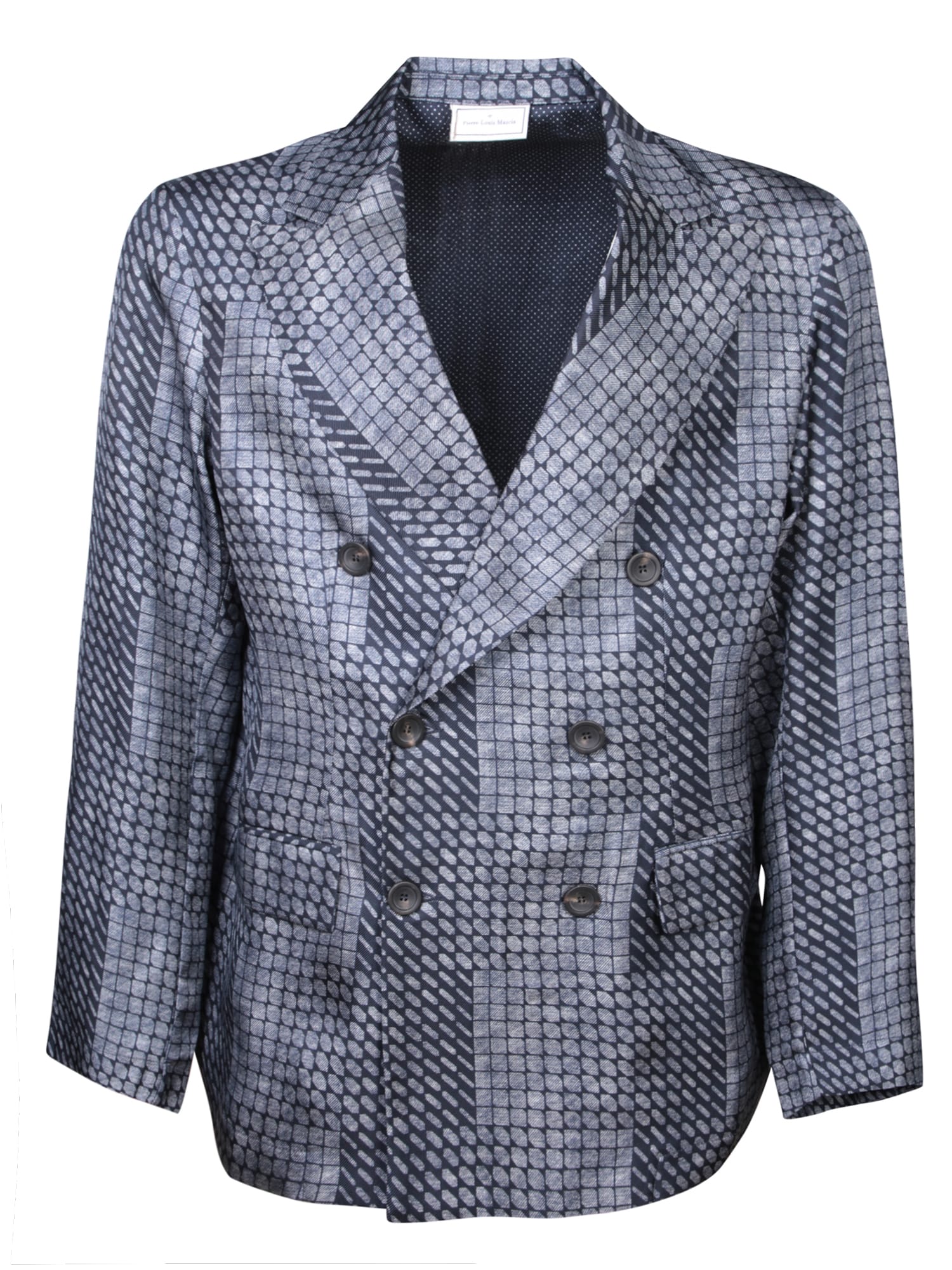 Shop Pierre-louis Mascia Geometric Print Blue Jacket