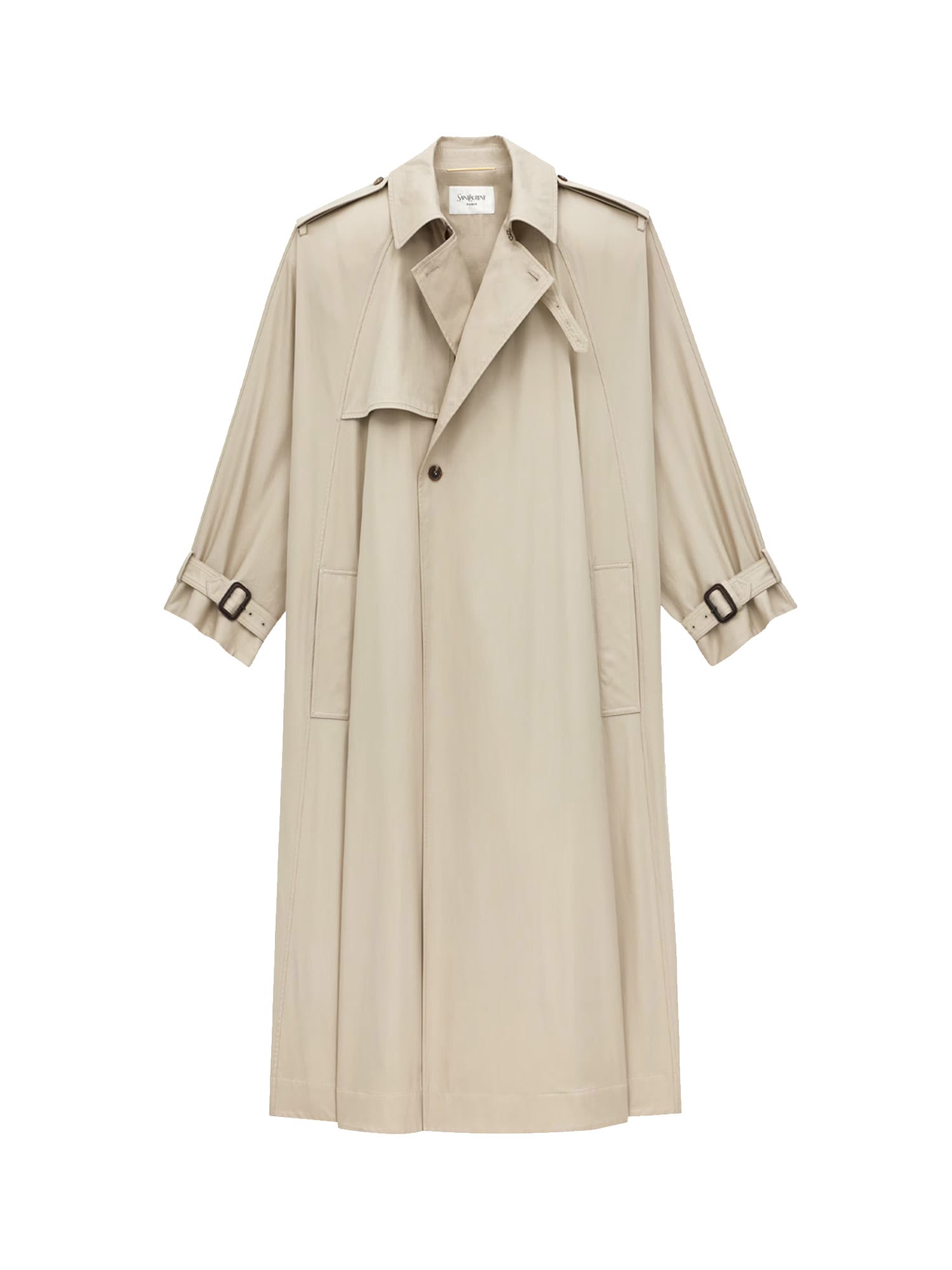 Saint Laurent Cape Trench Coat In Cotton Twill