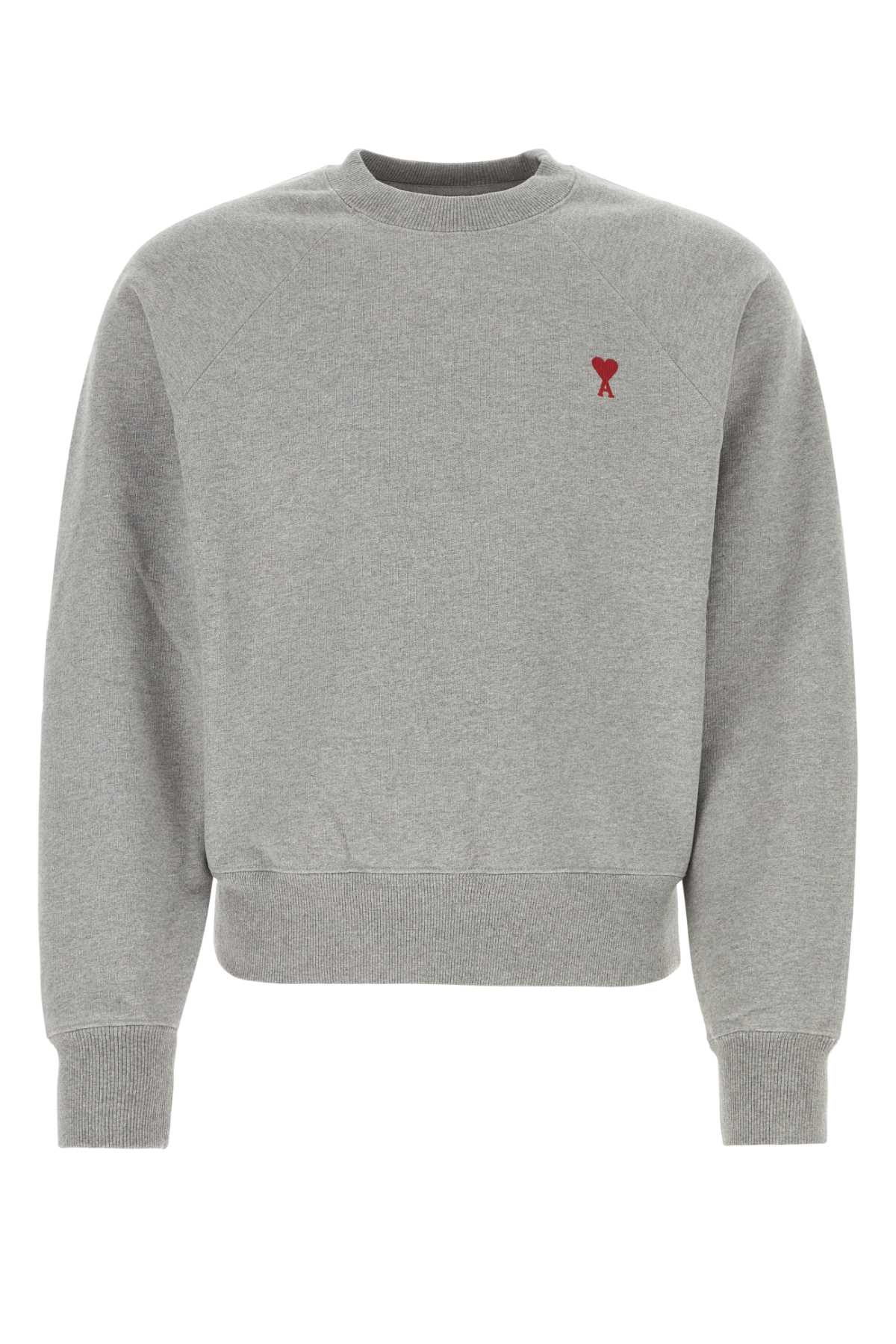 Ami Alexandre Mattiussi Grey Cotton Sweatshirt In Heathergrey