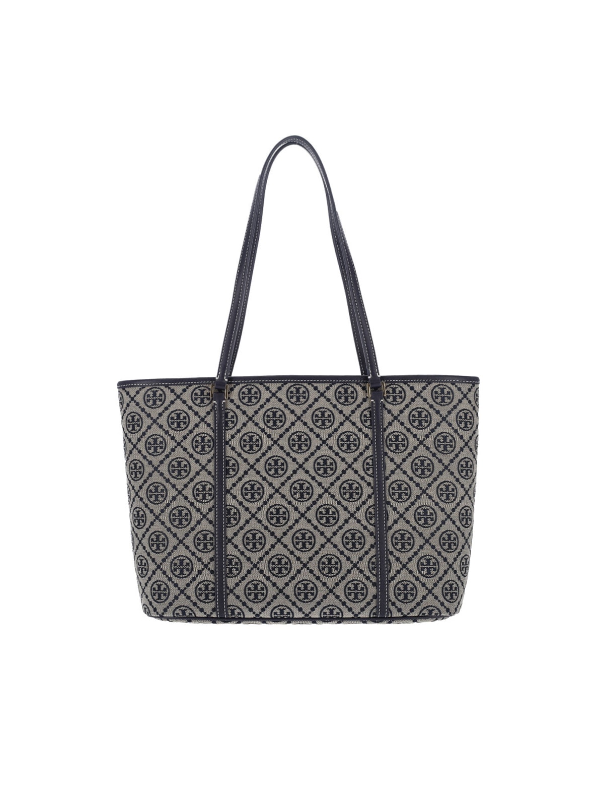 Tory Burch Embroidered Canvas T Monogram Shopping Bag In Beige