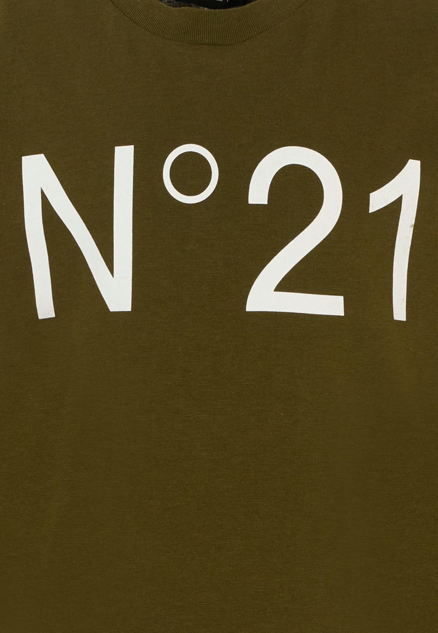 N°21 Green T-shirt For Kids With Logo In Green