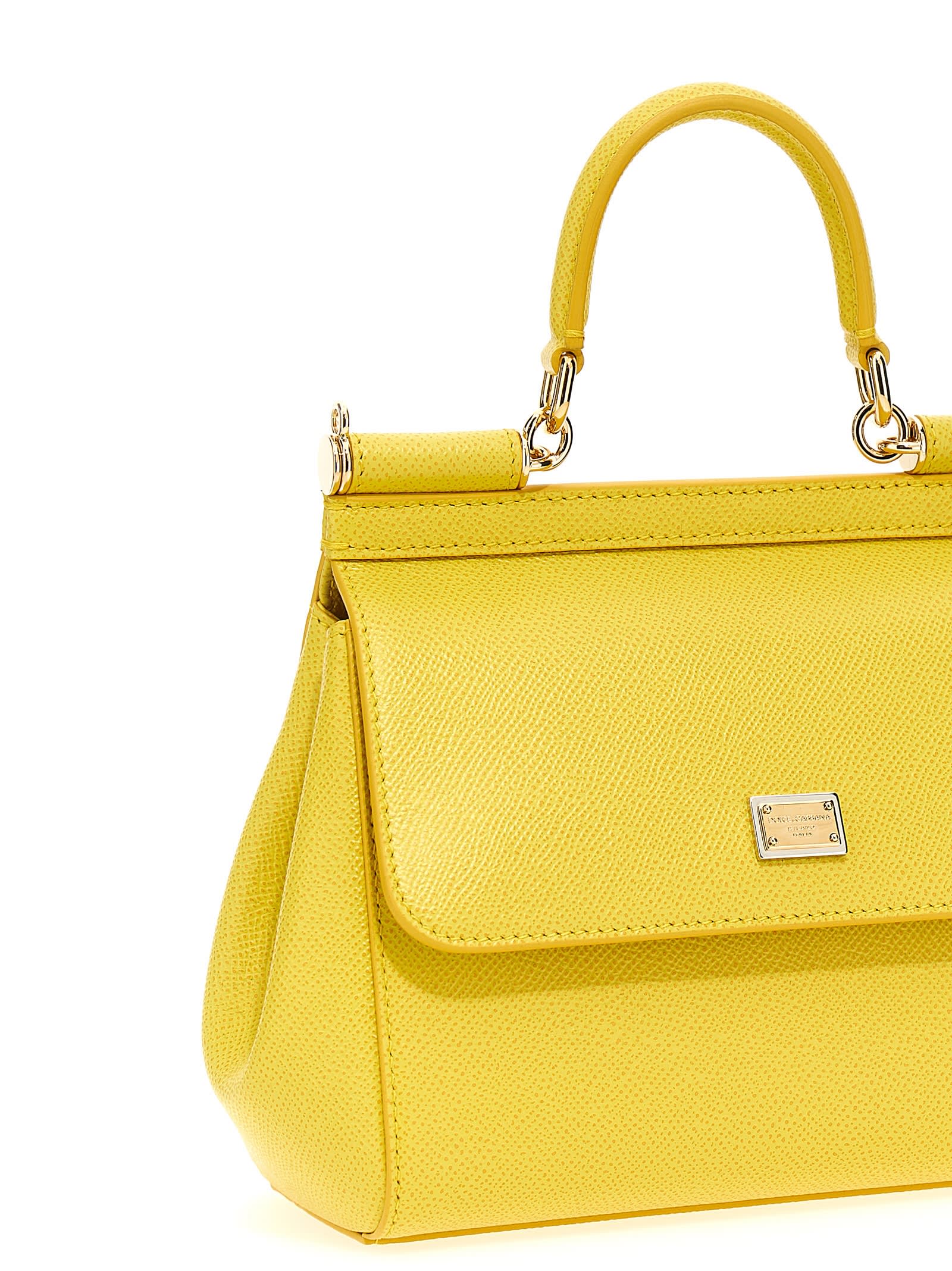 Shop Dolce & Gabbana Sicily Media Handbag In Yellow