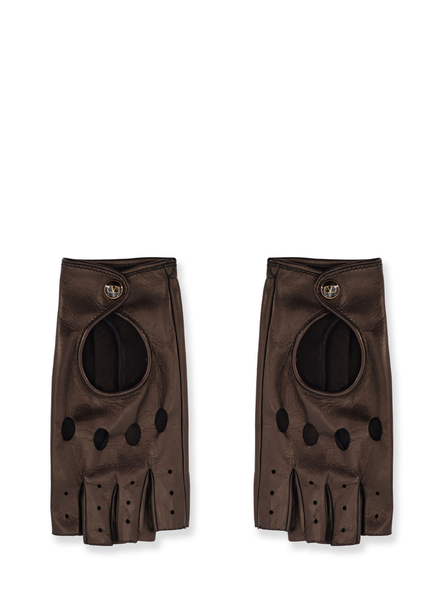 Valentino Garavani Leather Gloves In Black