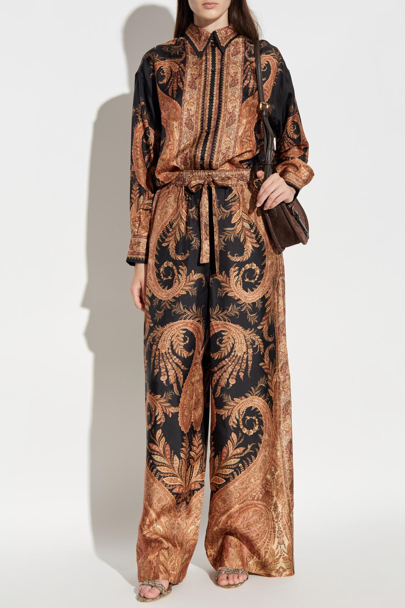 Zimmermann Silk Shirt With Print In Brown