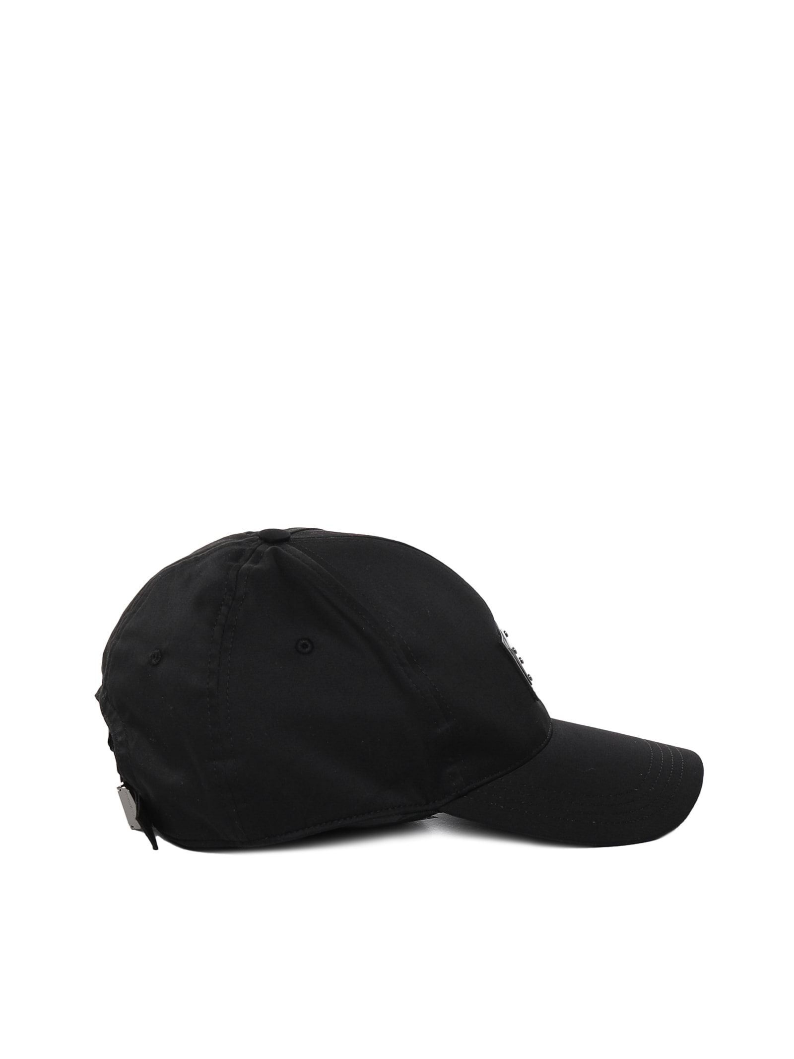 Shop Dolce & Gabbana Cotton Baseball Cap With Logo Plaque In Black