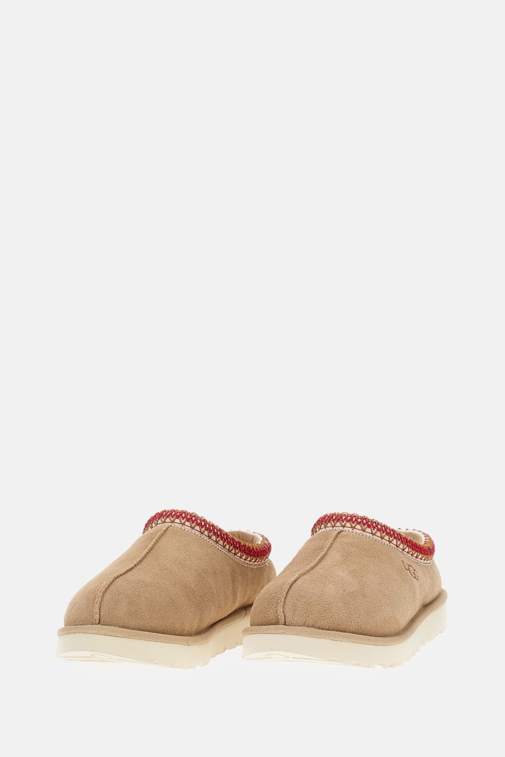Ugg Tasman Ii Beige Mules With Round Toe And Embroidered Detail In Leather Woman In Nude