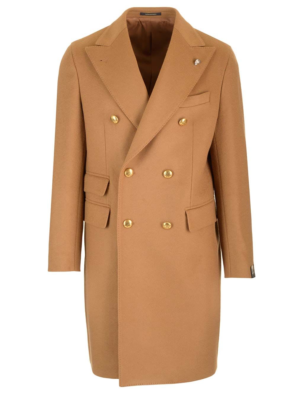 Shop Gabriele Pasini Double-breasted Coat In Cashmere Wool In Brown