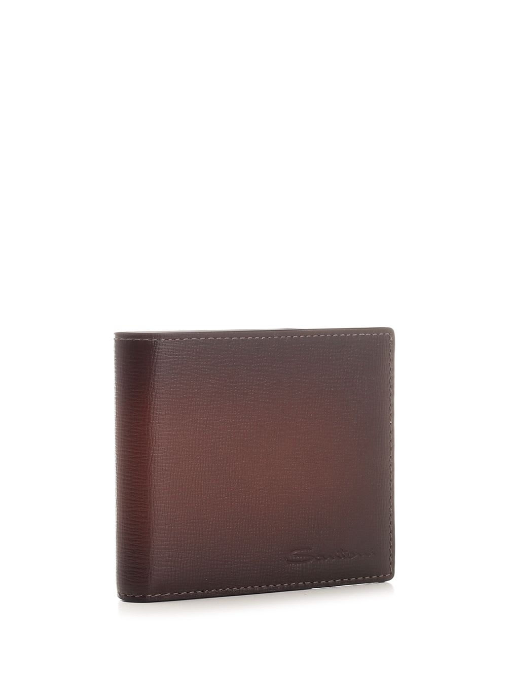 Shop Santoni Brown Leather Wallet