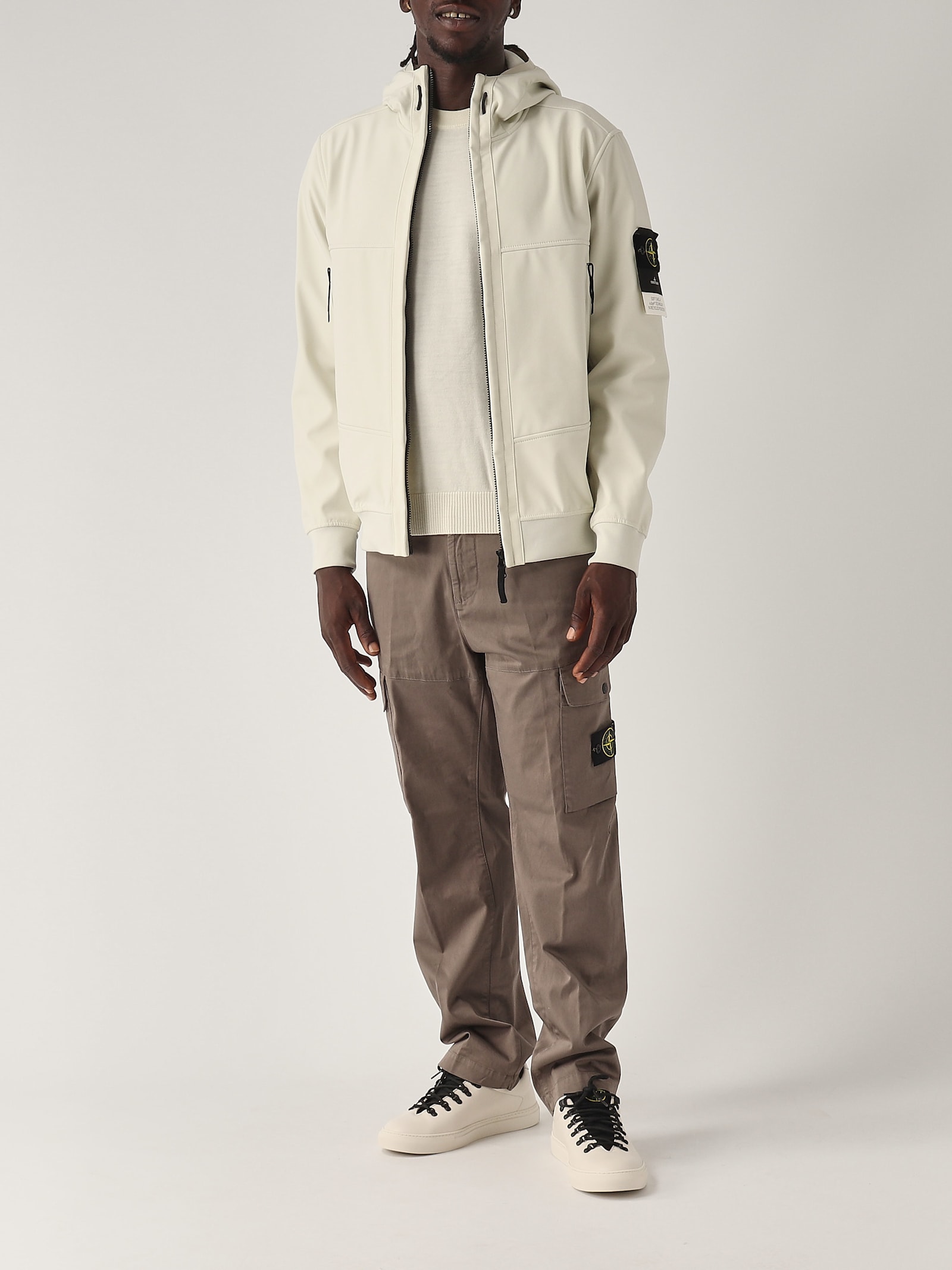 Shop Stone Island Light Outerwear Jacket In Ghiaccio