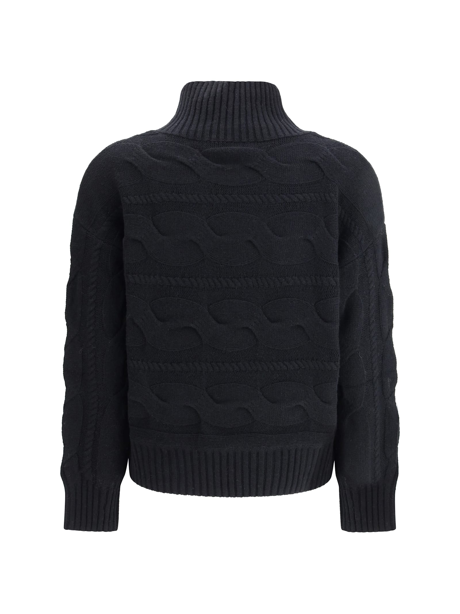 Max Mara High-neck Cable-knit Sweater In Black