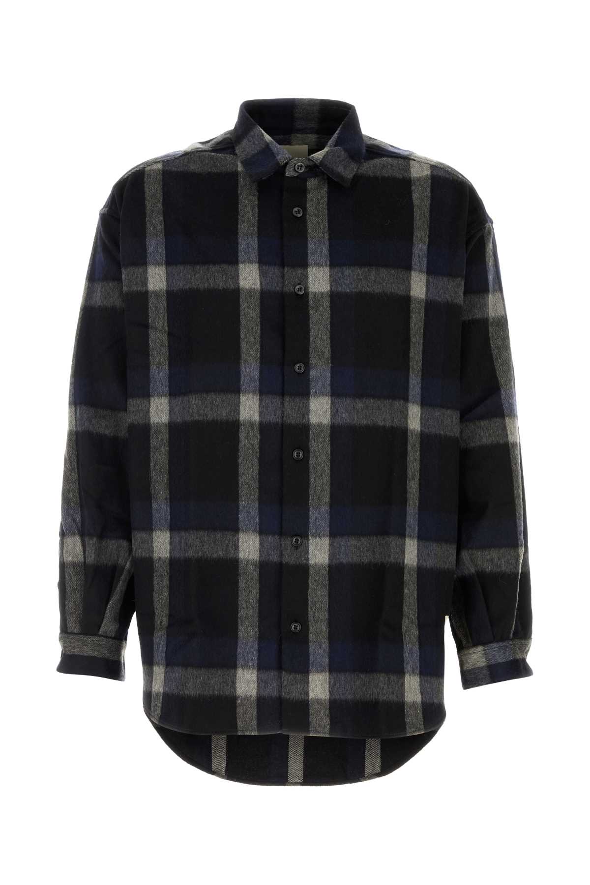 Emporio Armani Embroidered Flannel Shirt In Multi