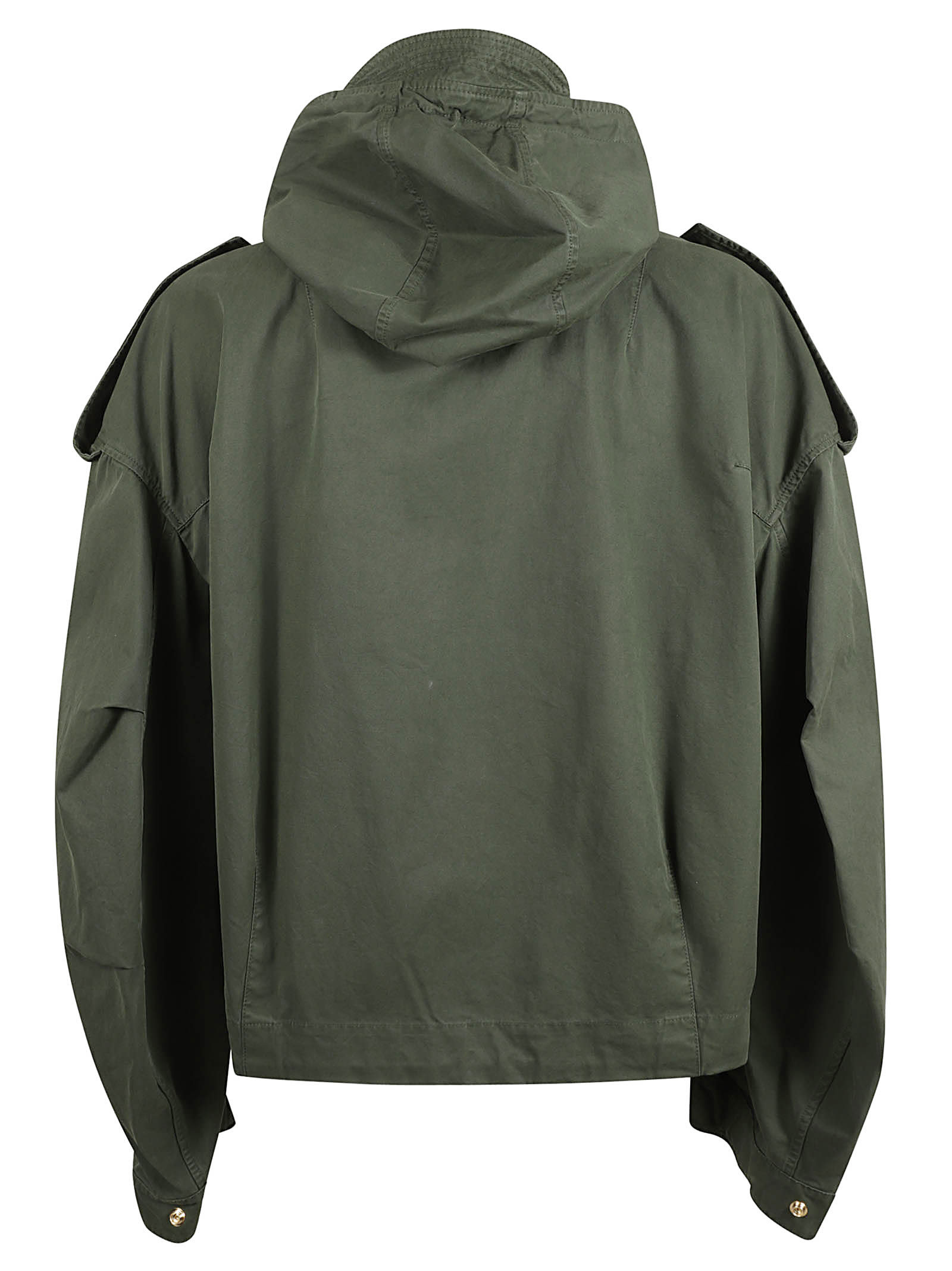 Shop Alexander Mcqueen Drawstring Hood Wide Jacket In Green