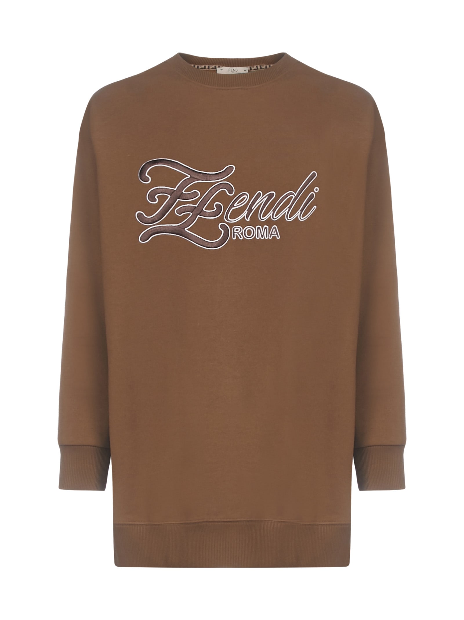 Fendi Logo Cotton Oversized Sweatshirt In Art Noveau